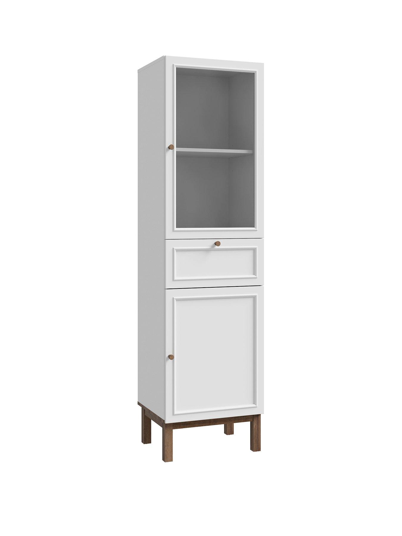 Image 3 of 7 of Penkridge 2 Door, 1 Drawer Display Cabinet - Grey/Oak