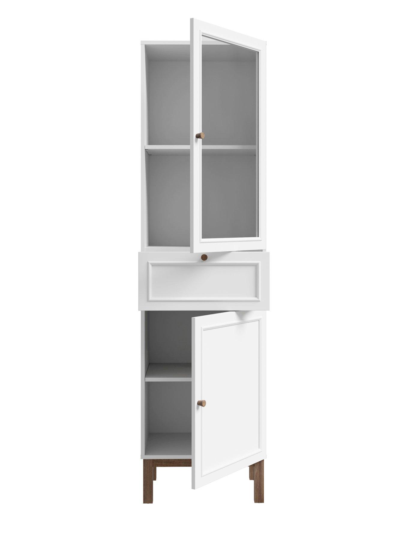 Image 4 of 7 of Penkridge 2 Door, 1 Drawer Display Cabinet - Grey/Oak