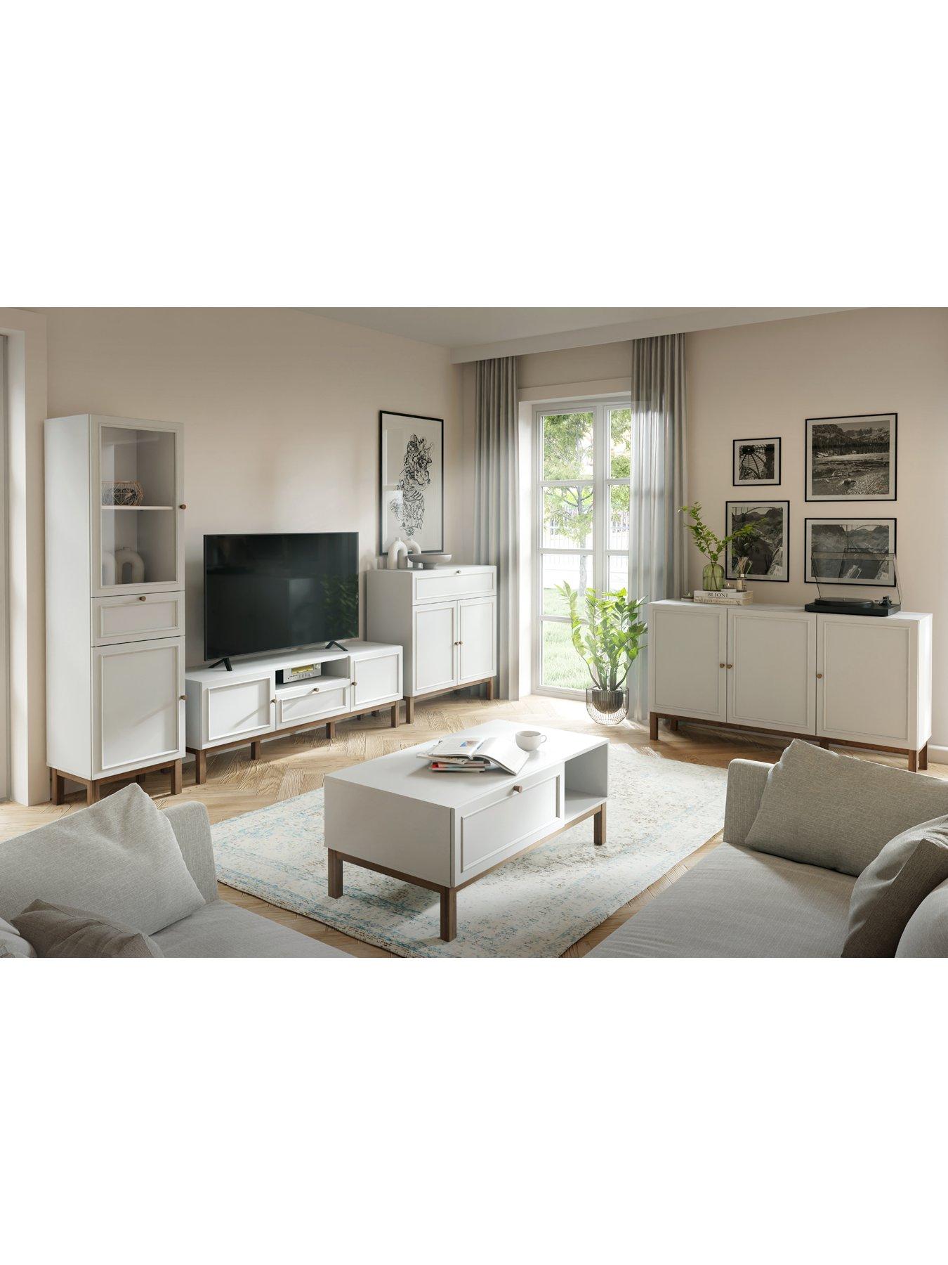Image 7 of 7 of Penkridge 2 Door, 1 Drawer Display Cabinet - Grey/Oak