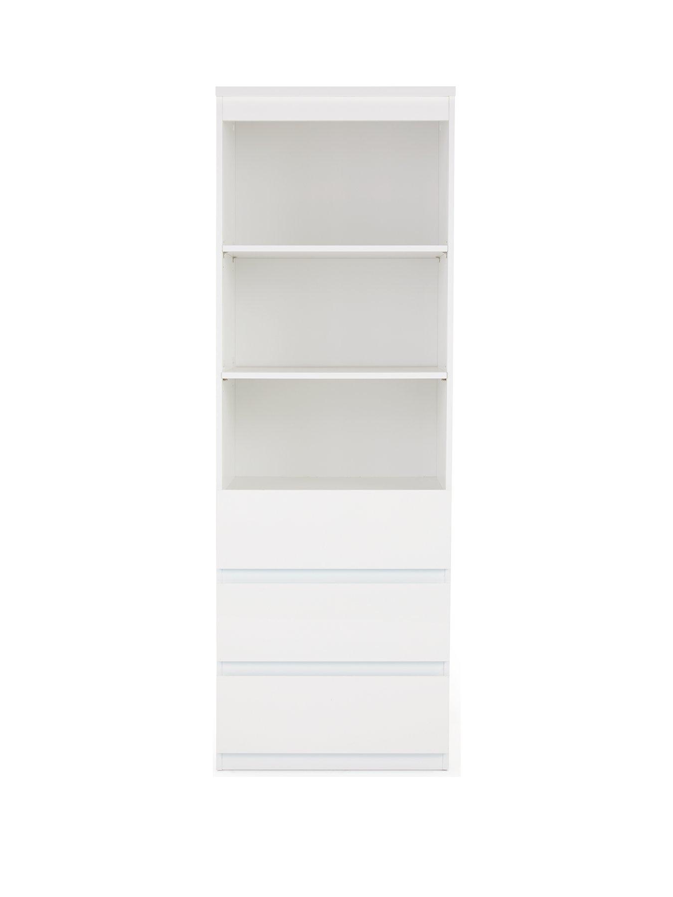 very-home-layton-glossnbsp3-drawer-shelf-unit-with-drawers-white-fscreg-certifiedstillFront