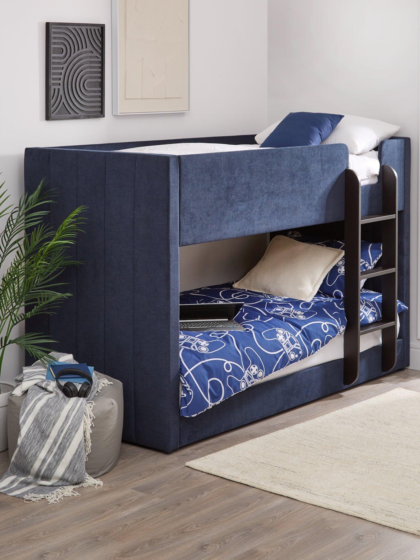 Image of Very Home Panelled Bunk Bed with Mattress Options (Buy  &  SAVE!) - Deep Blue