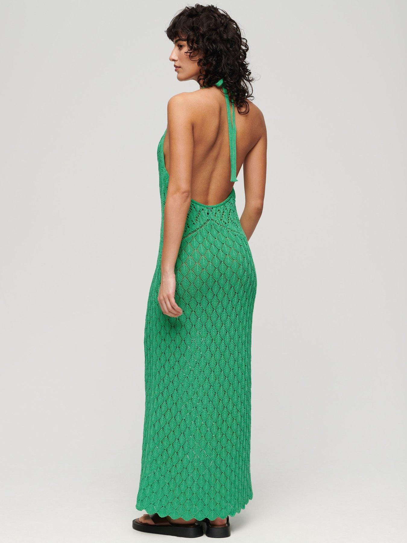 superdry-crochet-halter-maxi-dress-greenstillFront