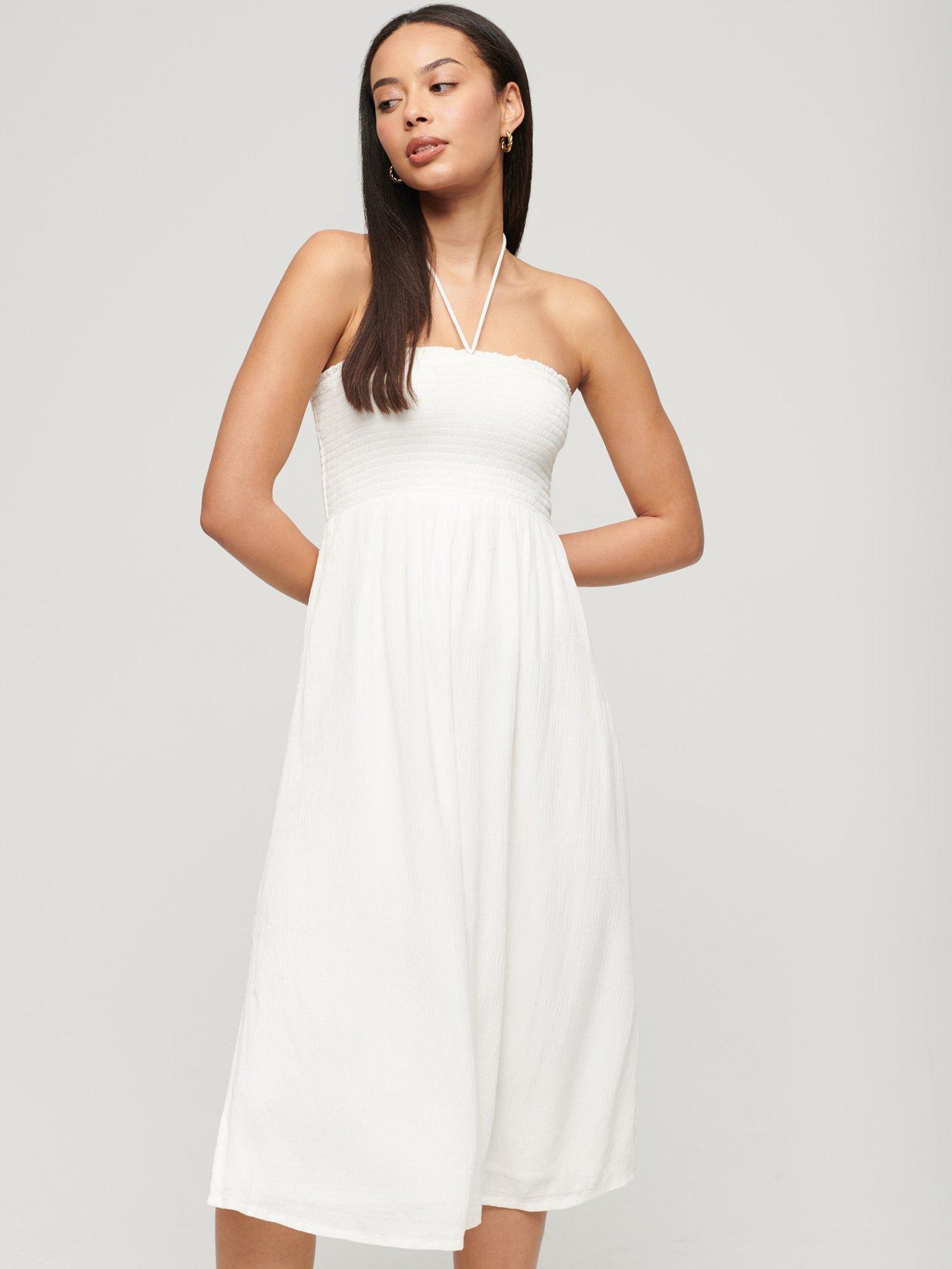 superdry-smocked-midi-beach-dress-cream