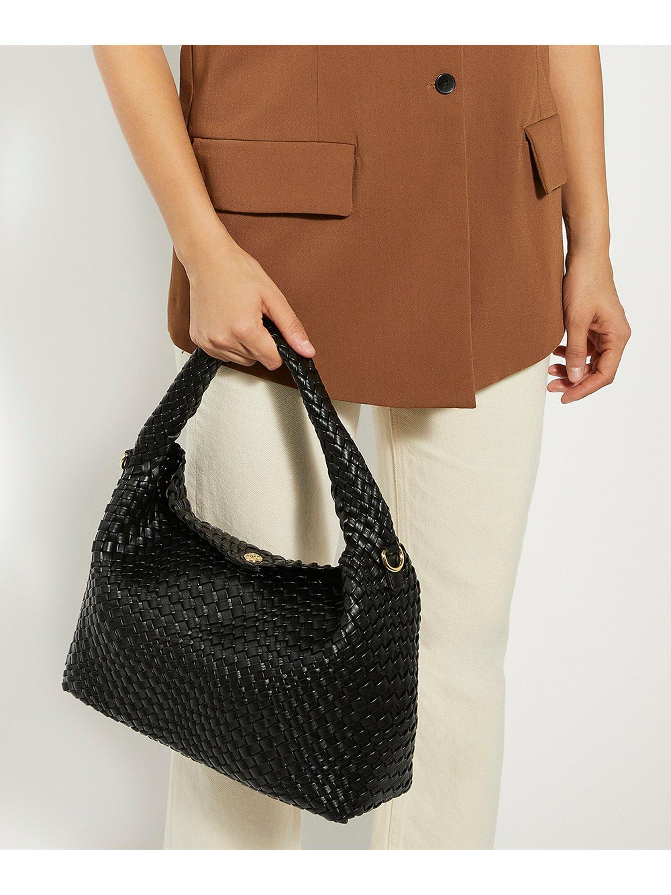 dune-london-deliberate-woven-shoulder-bag-blackstillFront