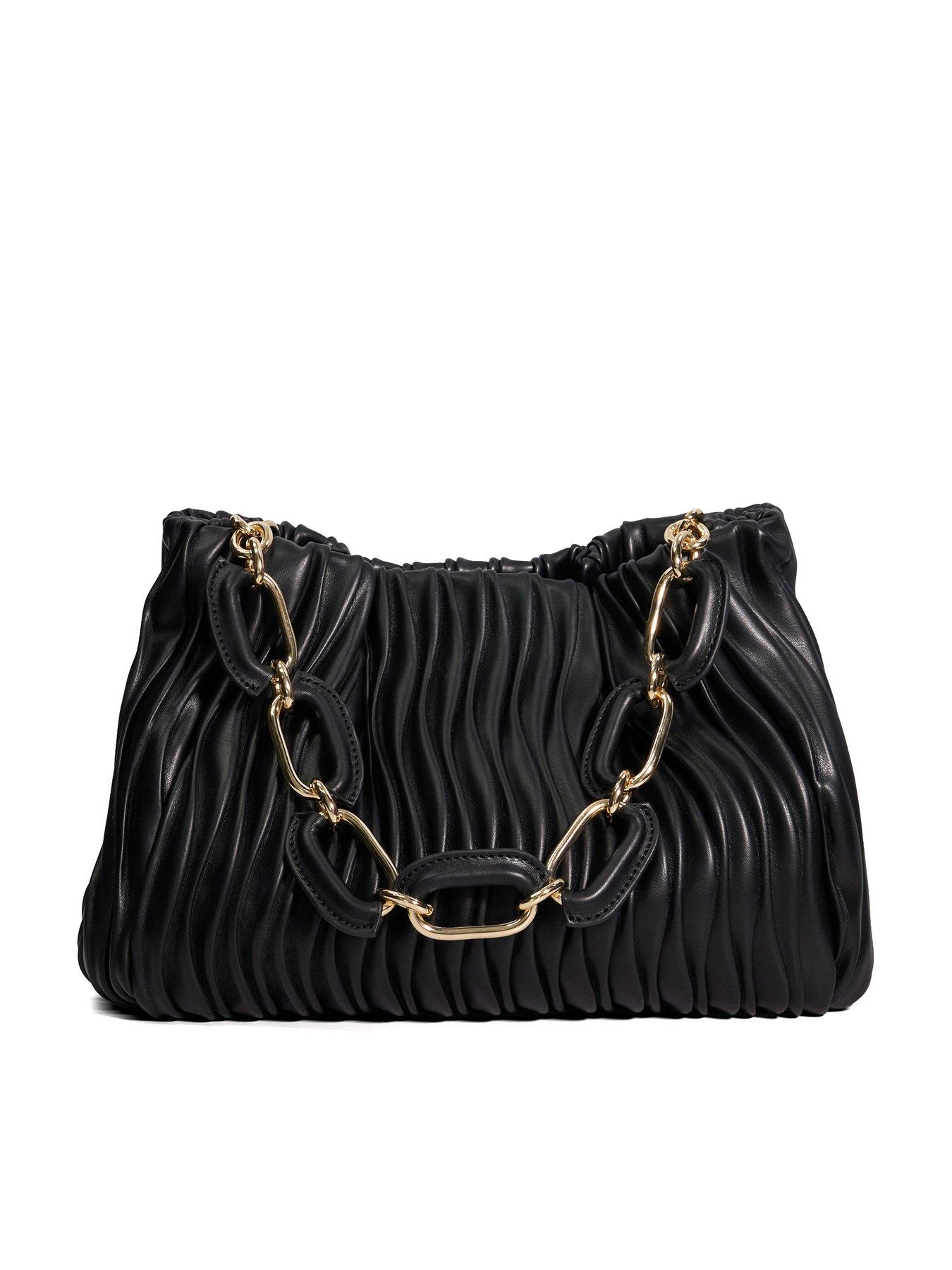 dune-london-dominia-medium-pleated-chain-handle-slouch-bag-black