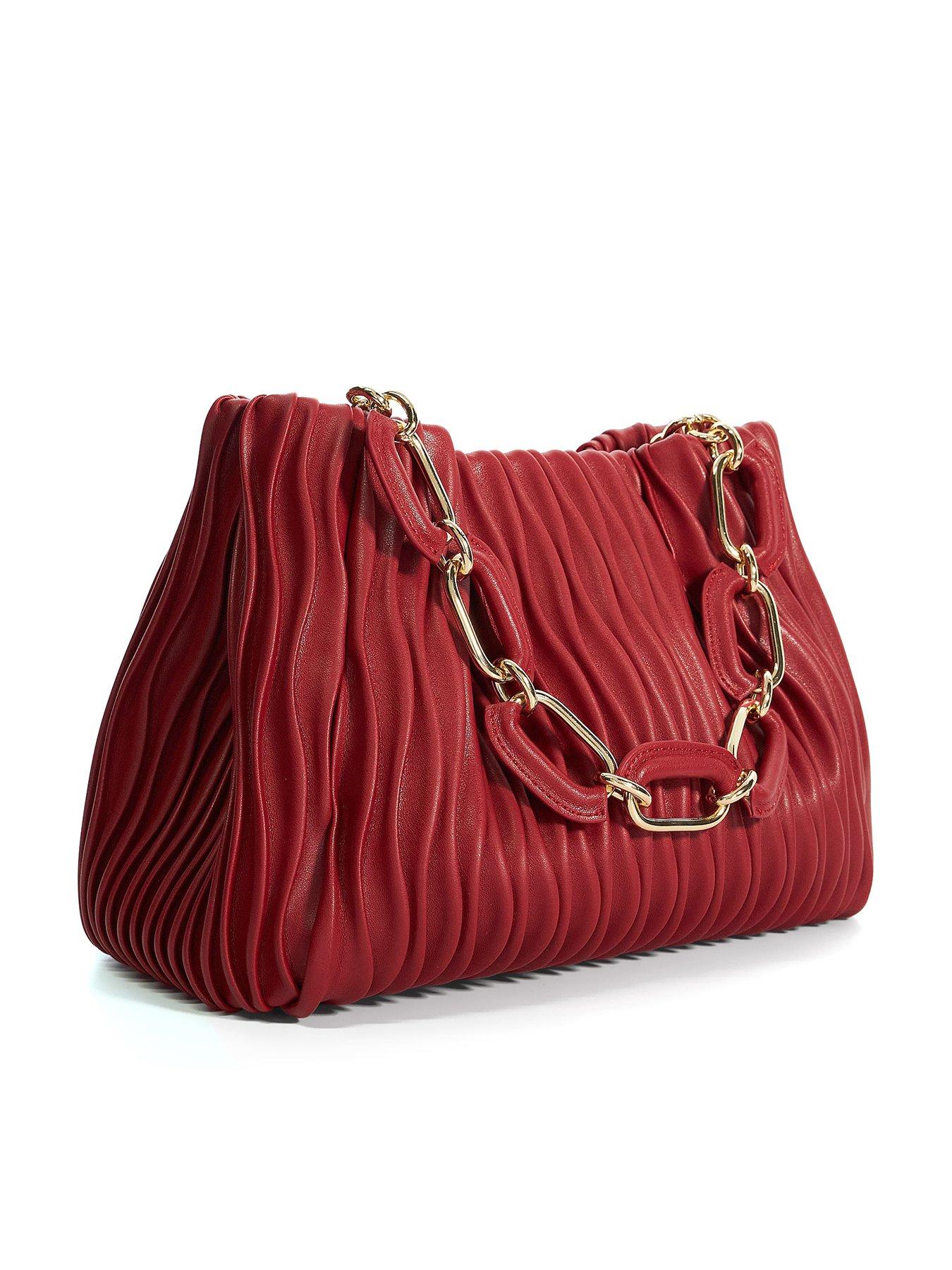 dune-london-dominia-medium-pleated-chain-handle-slouch-bag-redback