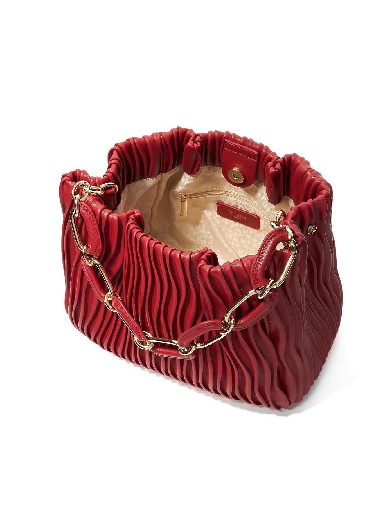 dune-london-dominia-medium-pleated-chain-handle-slouch-bag-reddetail