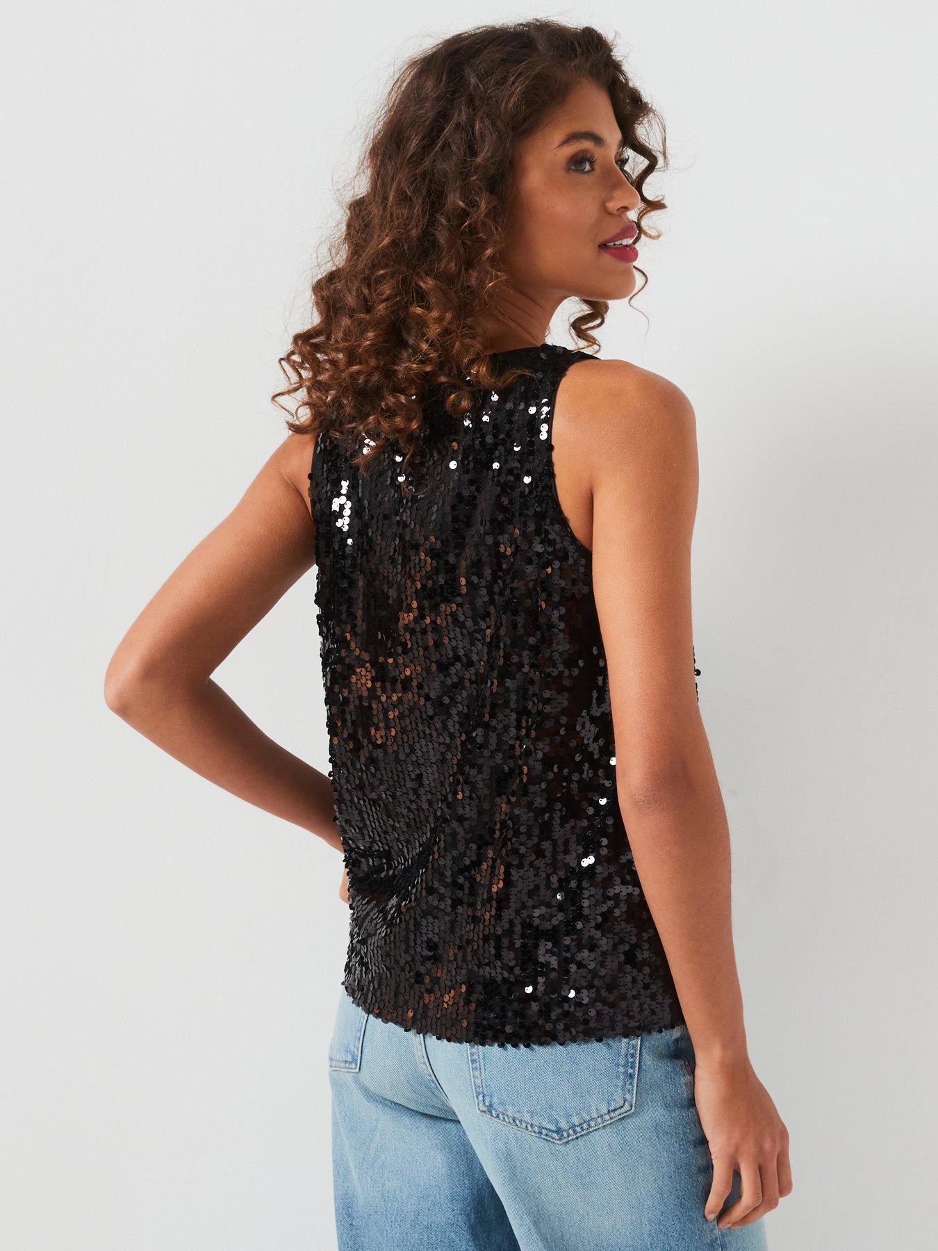 v-by-very-sequin-cami-blackstillFront