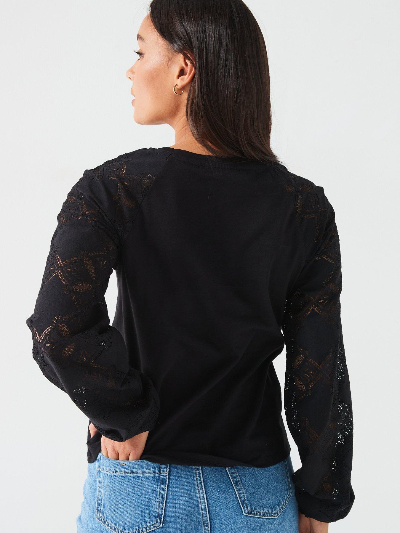 v-by-very-lace-sleeve-crew-neck-long-sleeve-top-blackstillFront