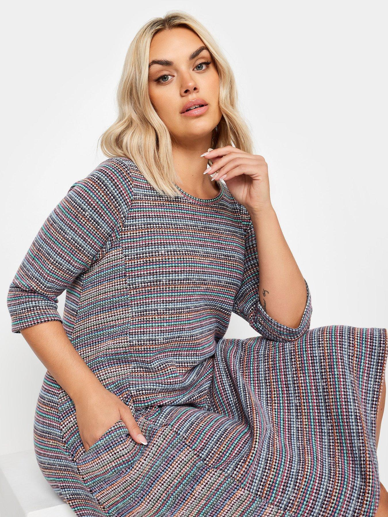 yours-striped-soft-touch-pocket-dress-greyback