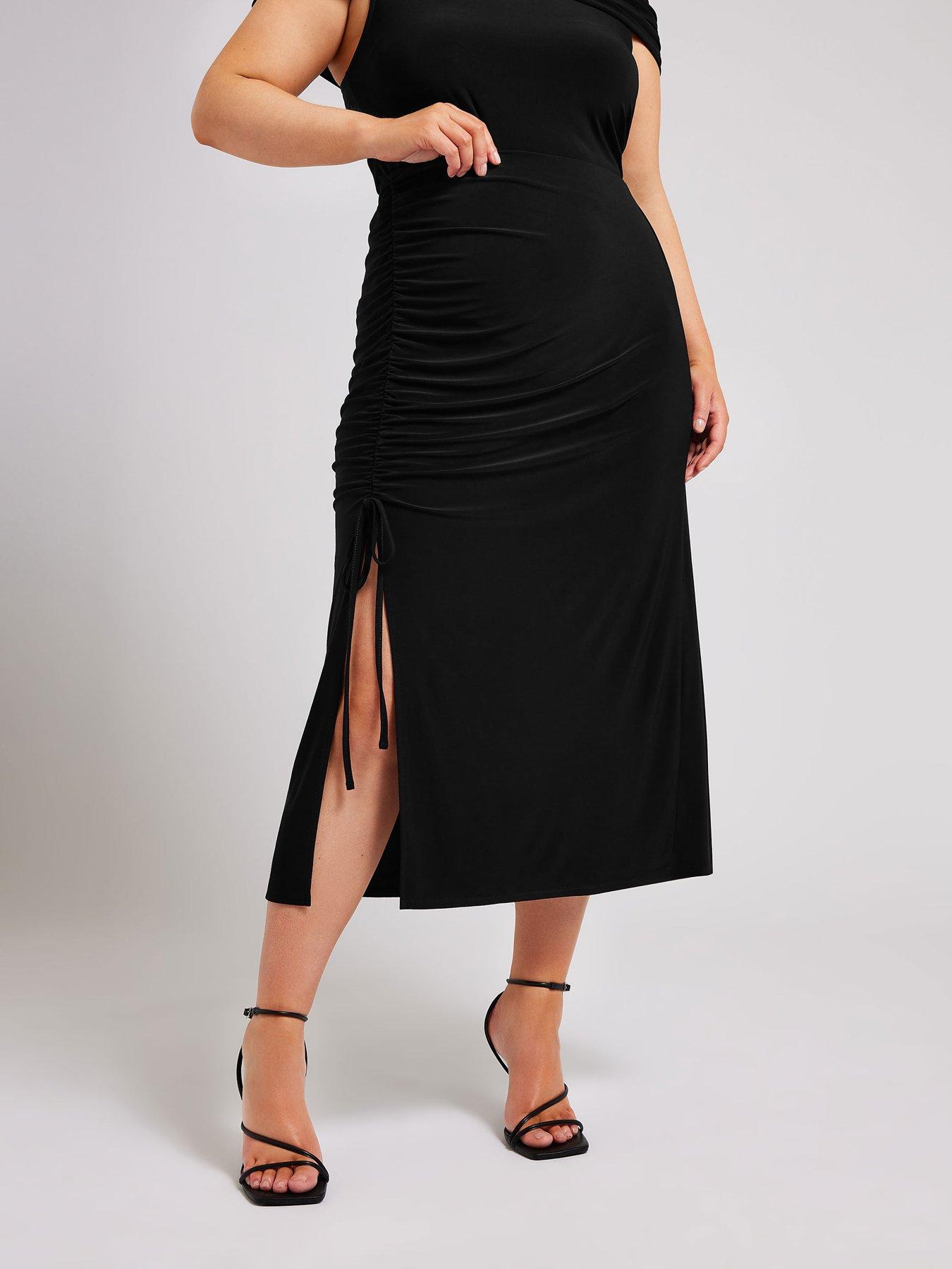 yours-ruched-skirt-black