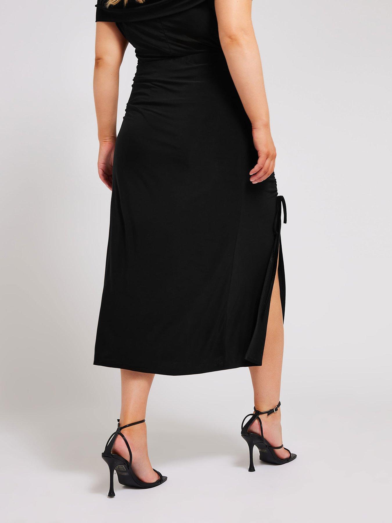 yours-ruched-skirt-blackstillFront