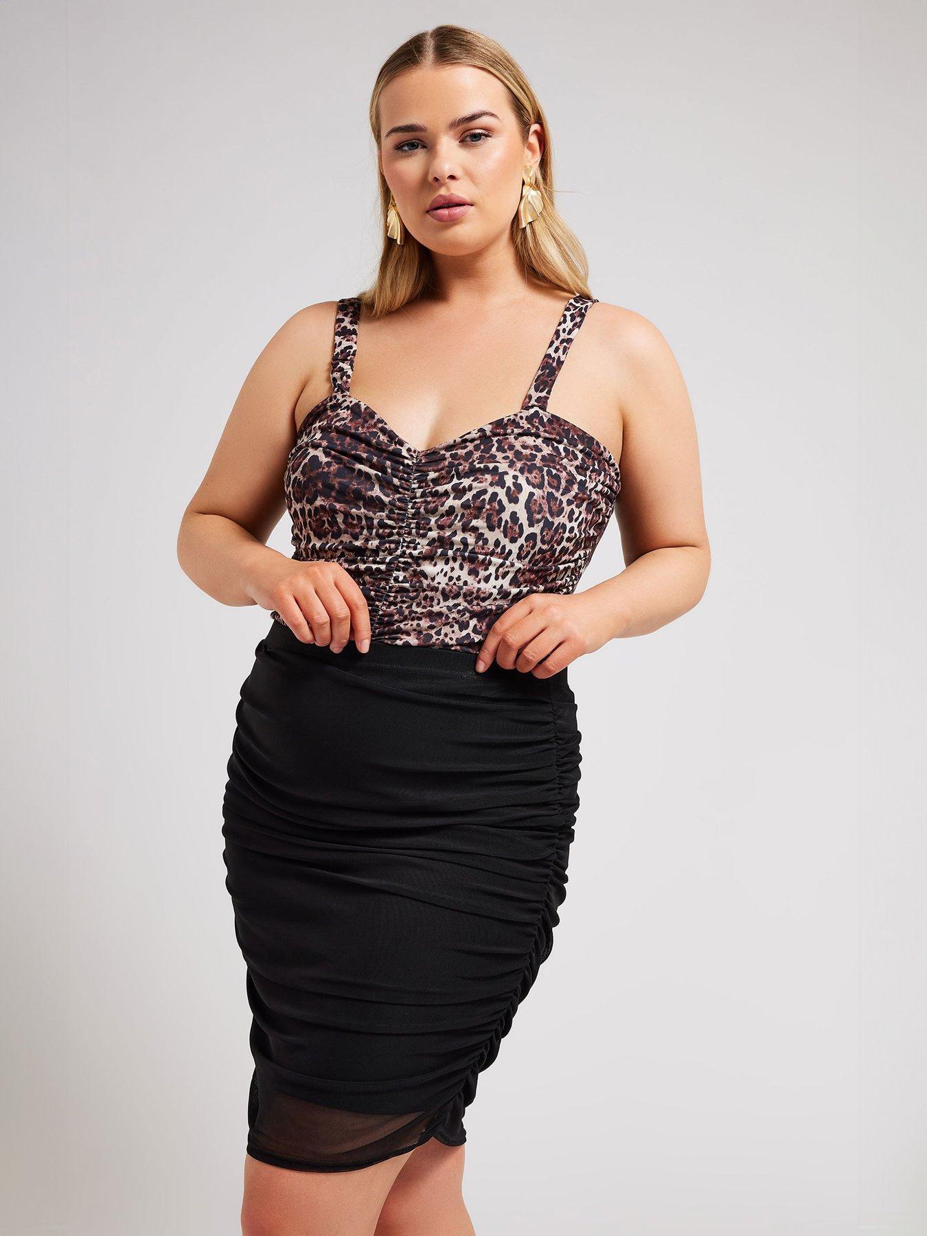 yours-gathered-mesh-skirt-black