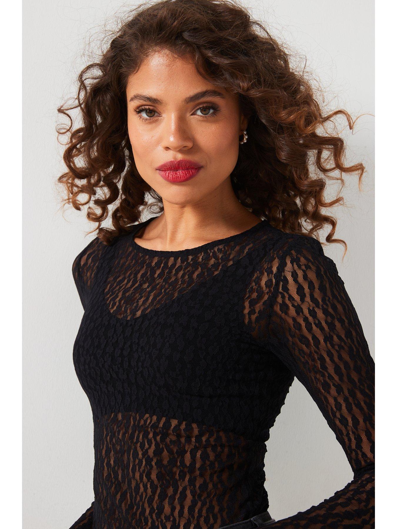 v-by-very-lace-long-sleeve-bodysuit-blackdetail