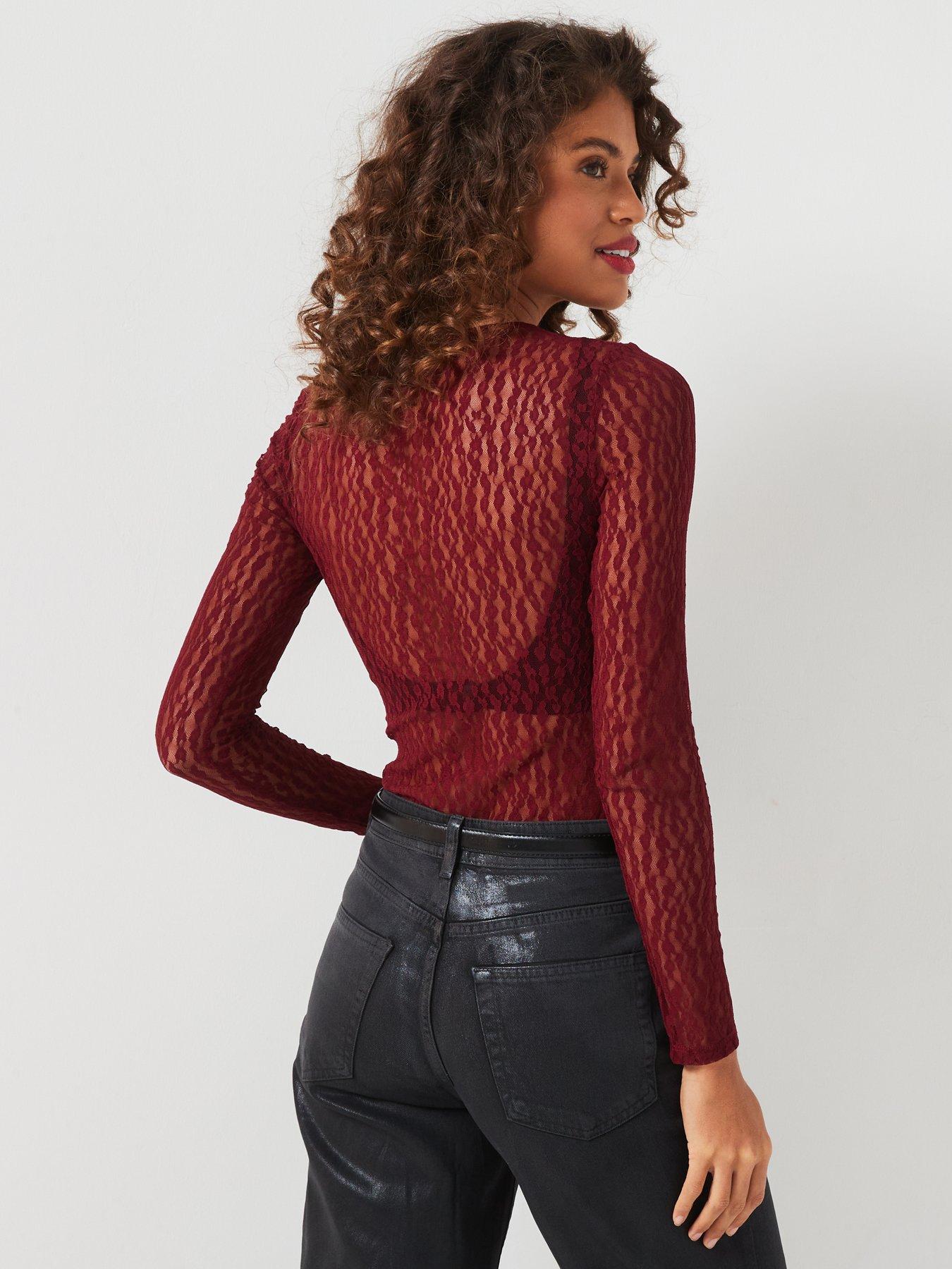 v-by-very-lace-long-sleeve-bodysuit-redstillFront