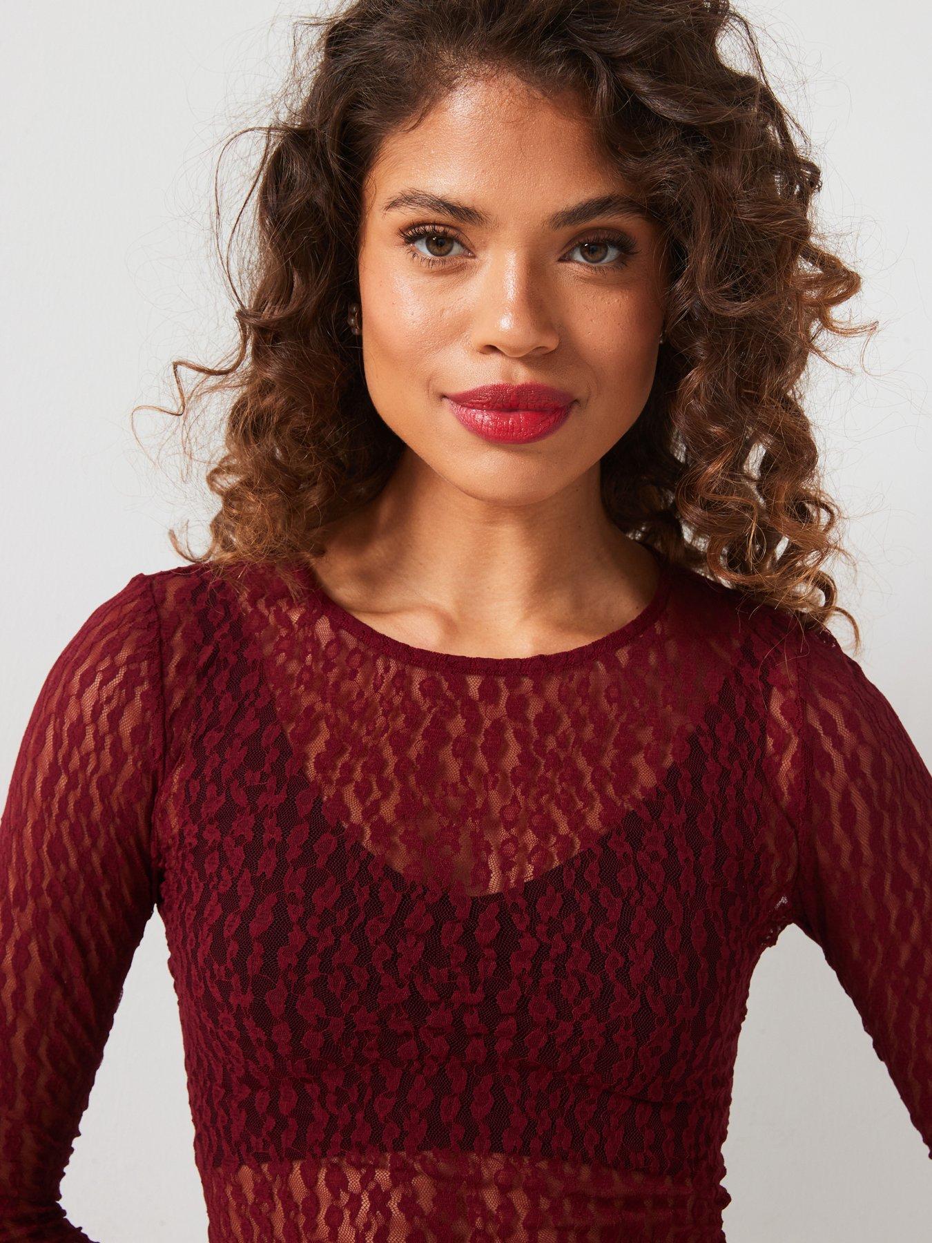 v-by-very-lace-long-sleeve-bodysuit-reddetail