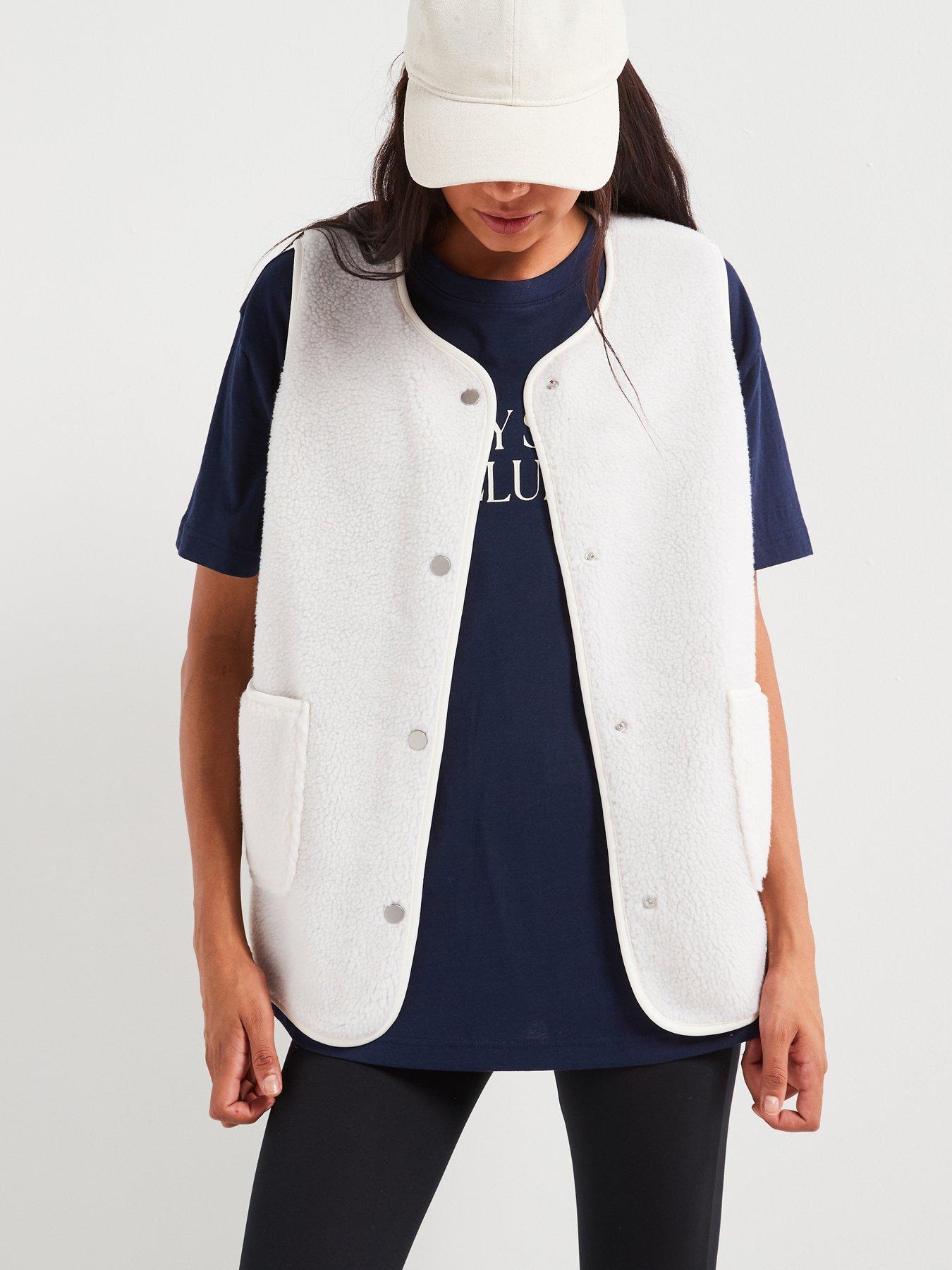 v-by-very-popper-detail-sherpa-gilet-fleece-creamfront