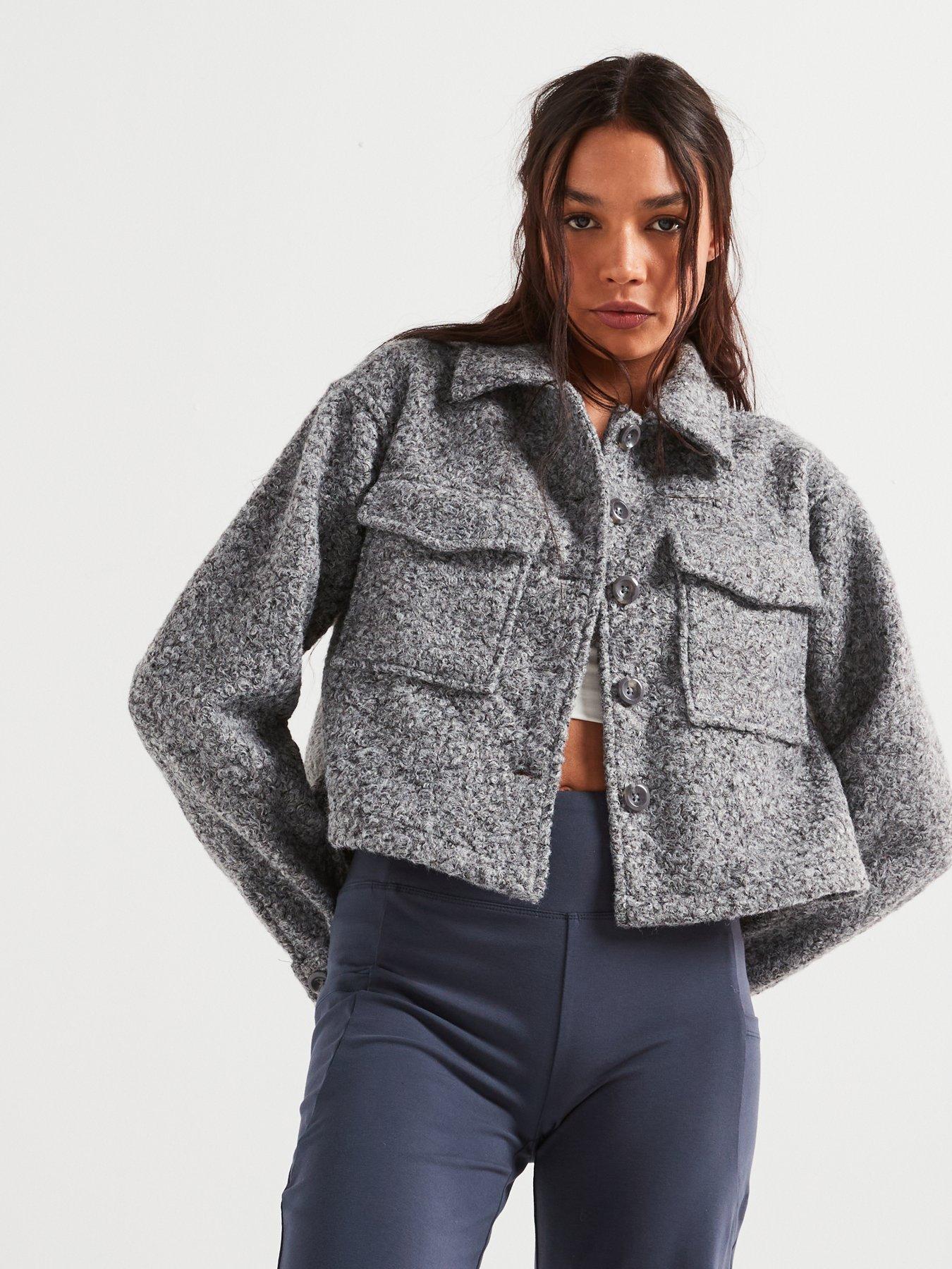 undefined Fleece Shacket - Grey