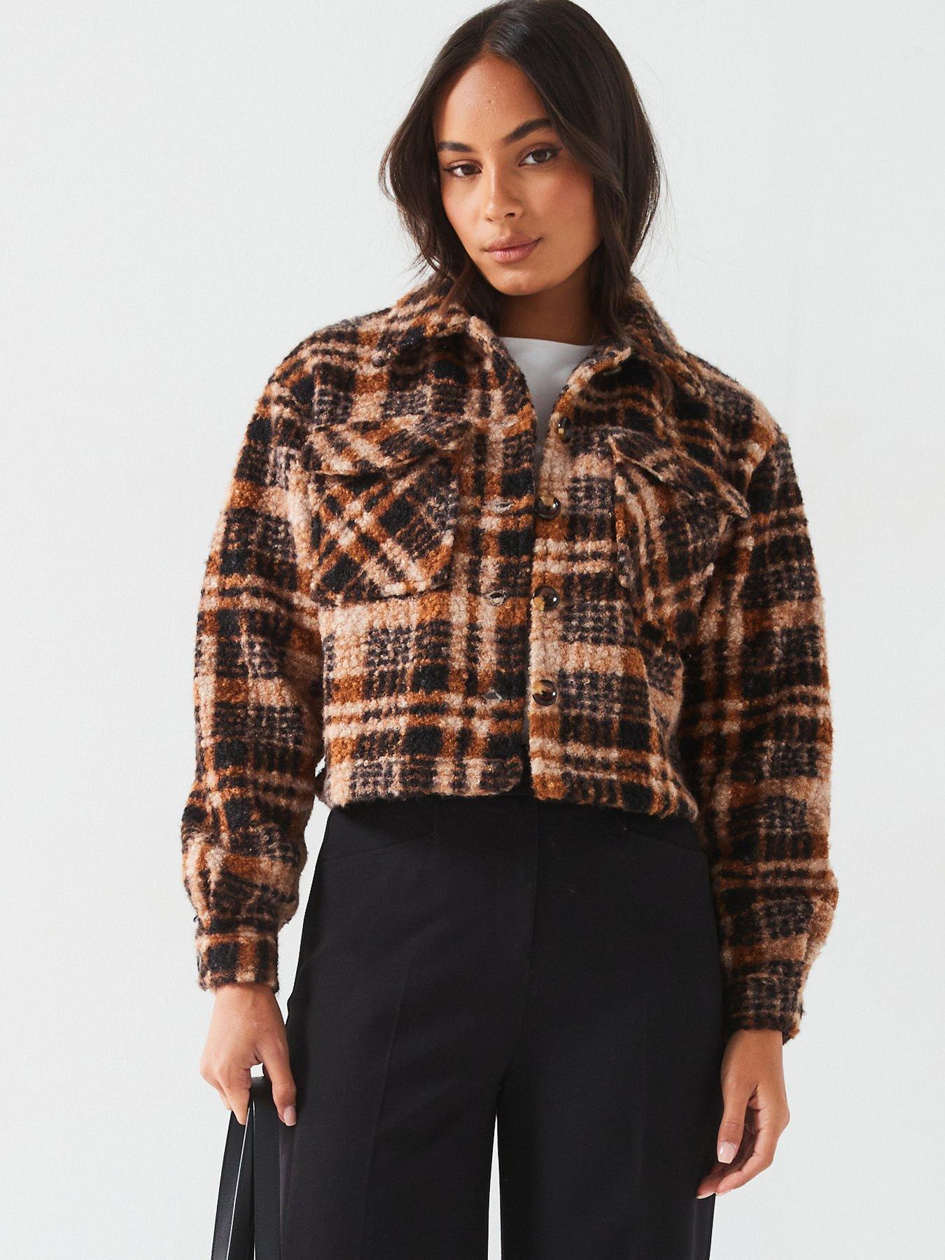 Image 1 of 6 of V by Very Checked Fleece Shacket&nbsp;- Multi