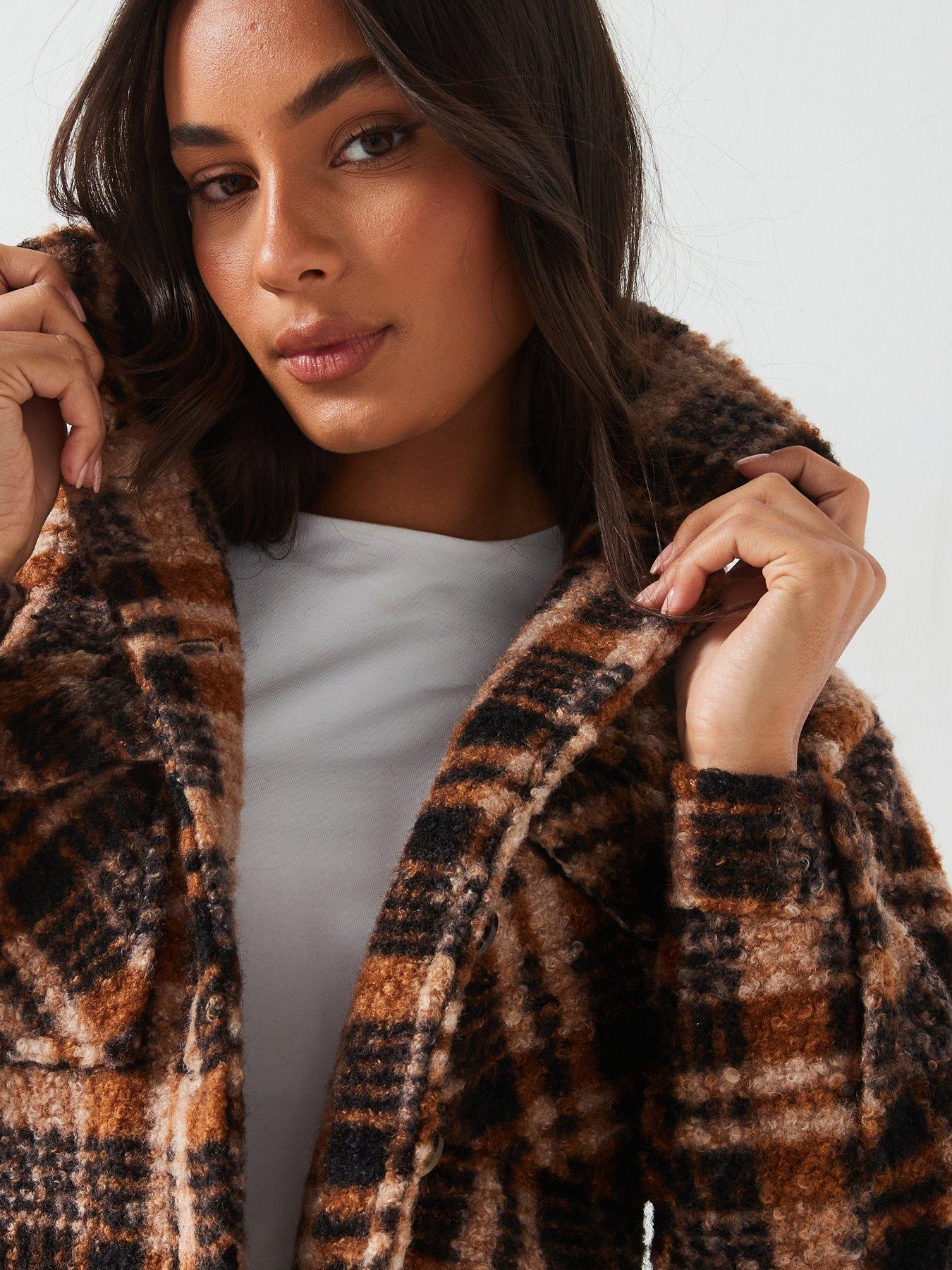 Image 4 of 6 of V by Very Checked Fleece Shacket&nbsp;- Multi