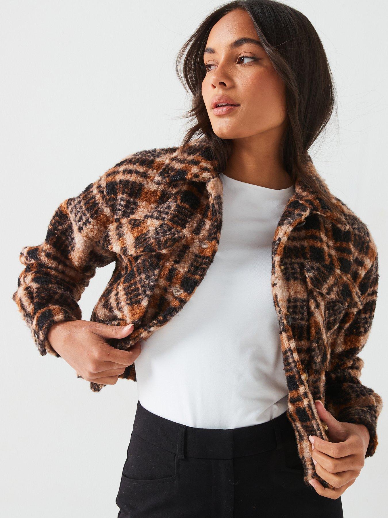 Image 6 of 6 of V by Very Checked Fleece Shacket&nbsp;- Multi