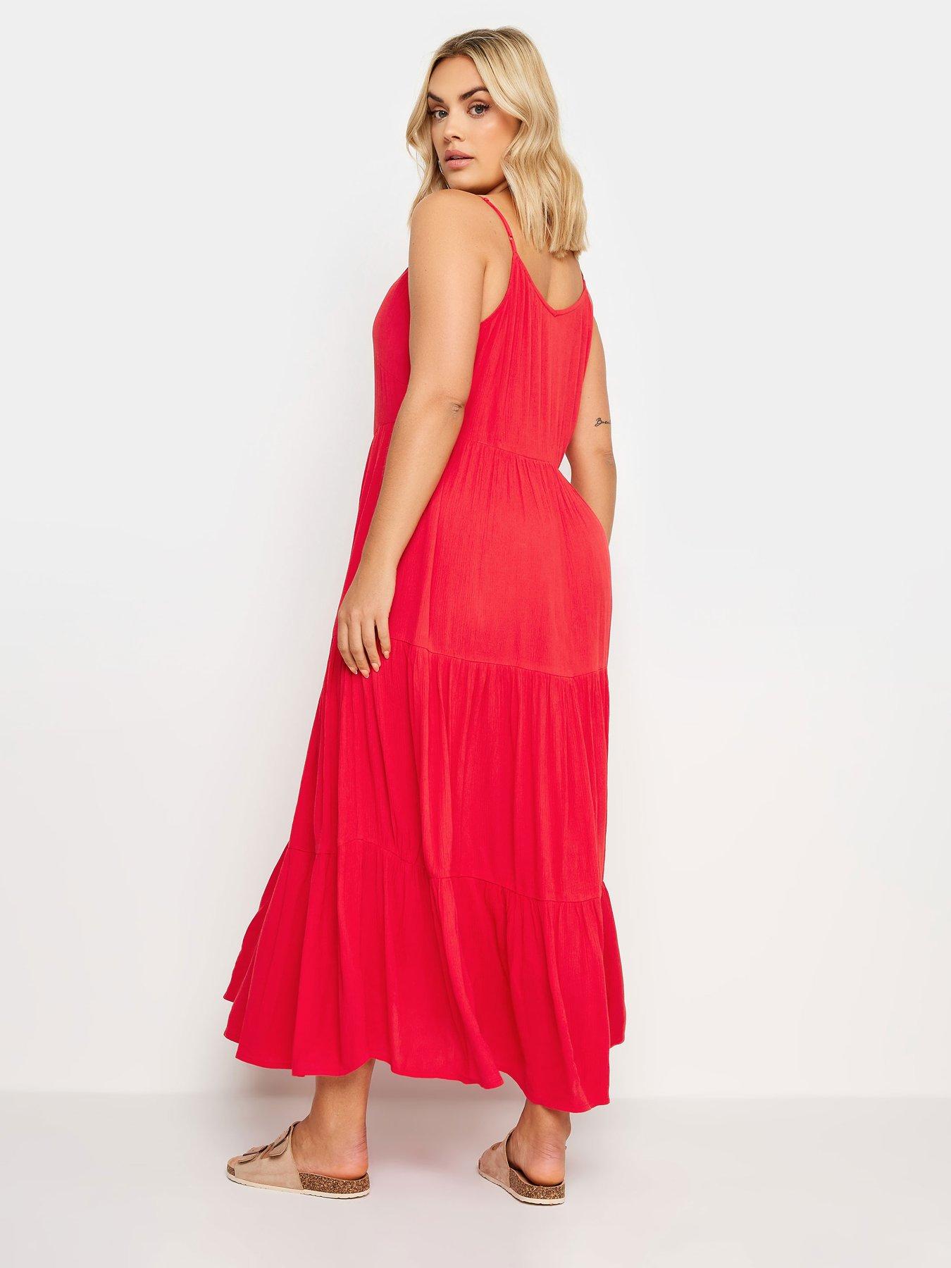 yours-tiered-crinkle-maxi-dress-redstillFront