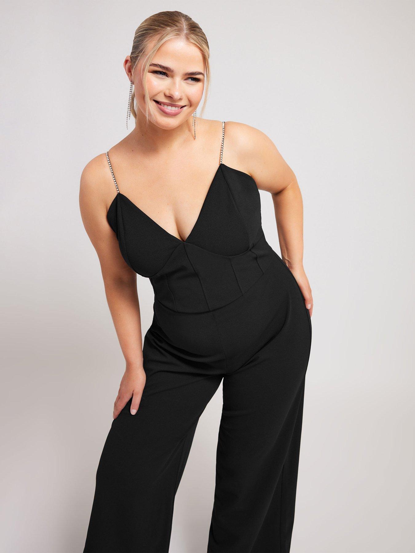 yours-diamante-strap-corset-jumpsuit-black