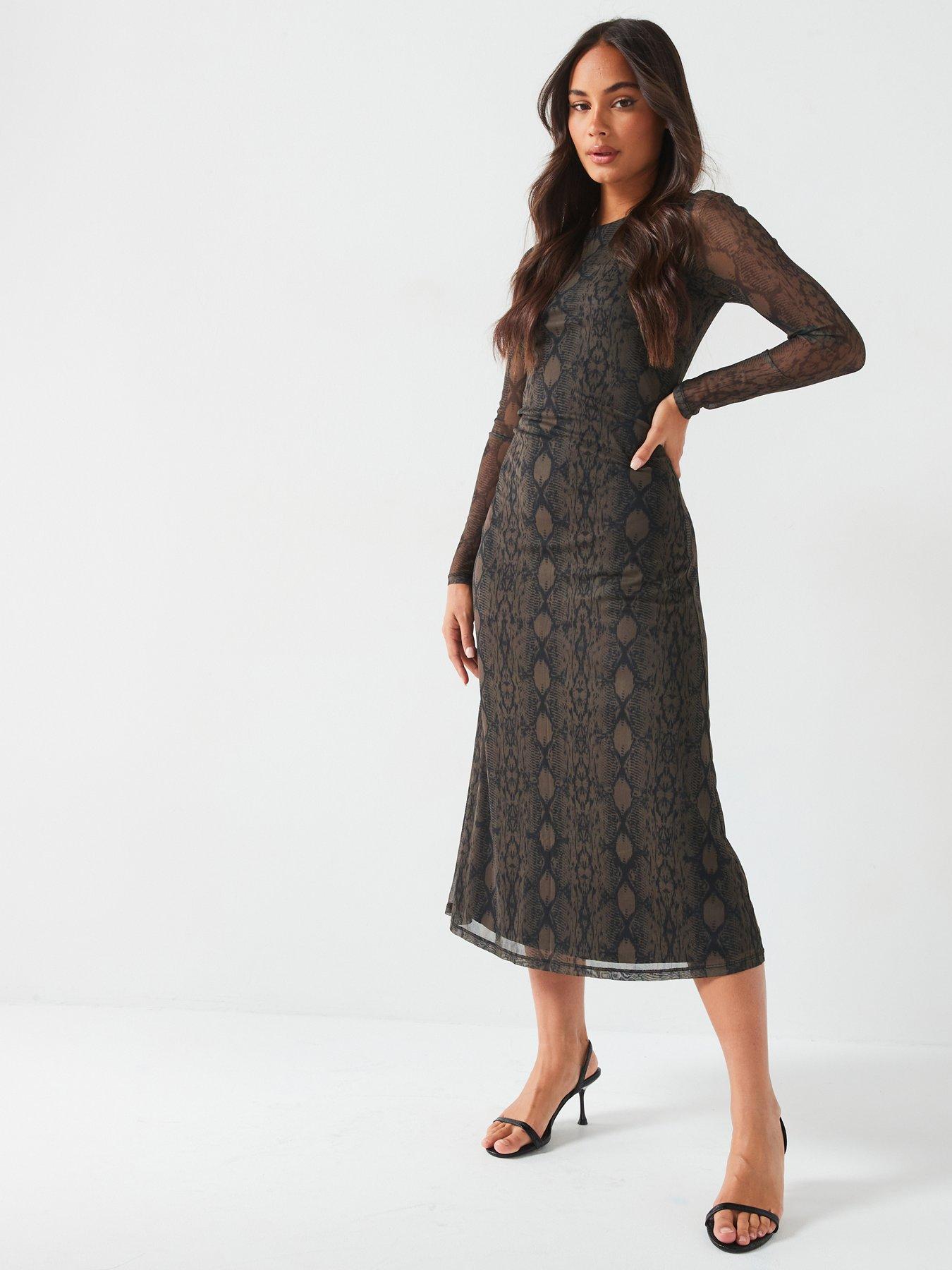 v-by-very-mesh-long-sleeve-midi-dress-print