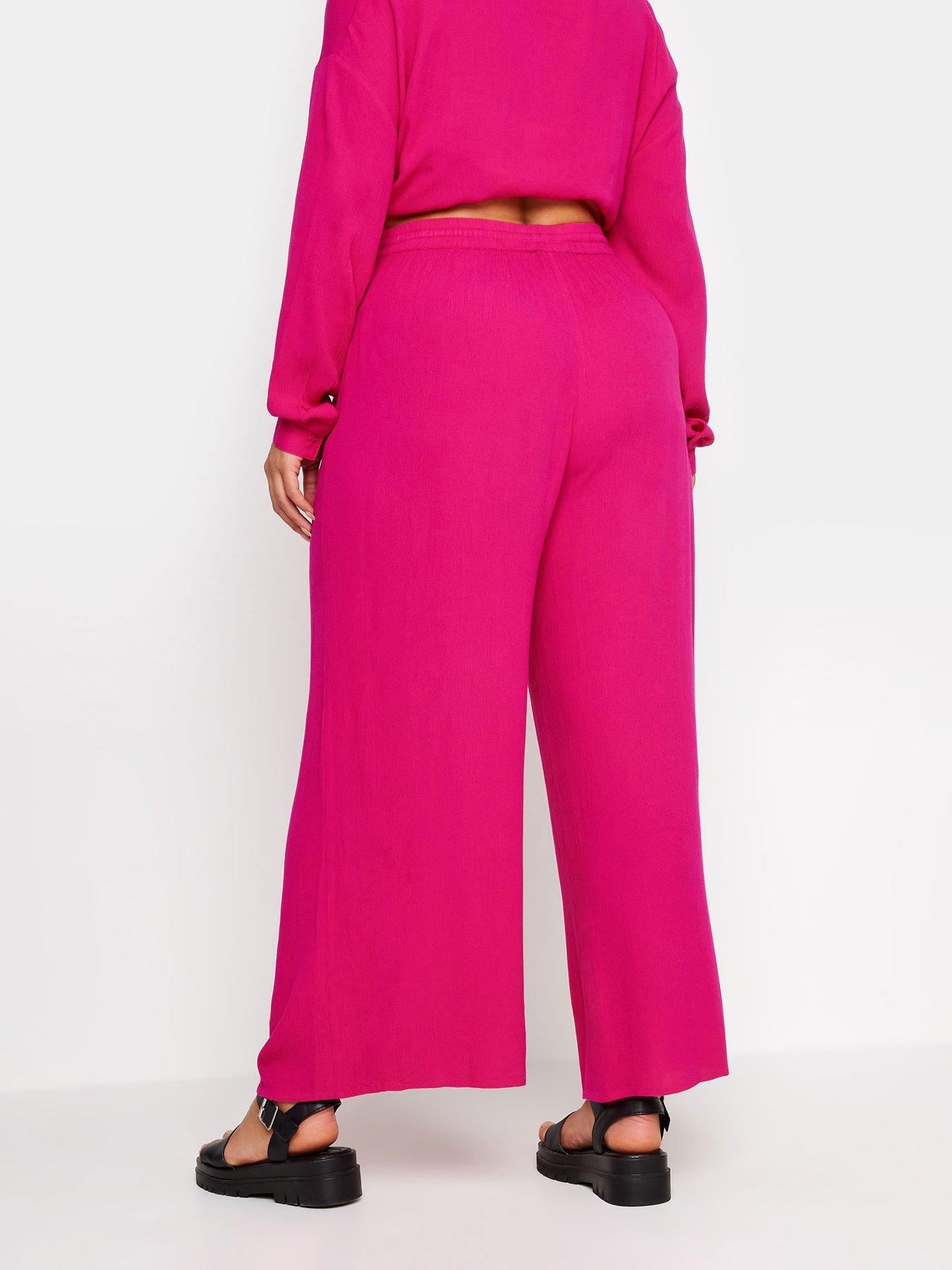 yours-crinkle-wide-leg-trousers-magentastillFront