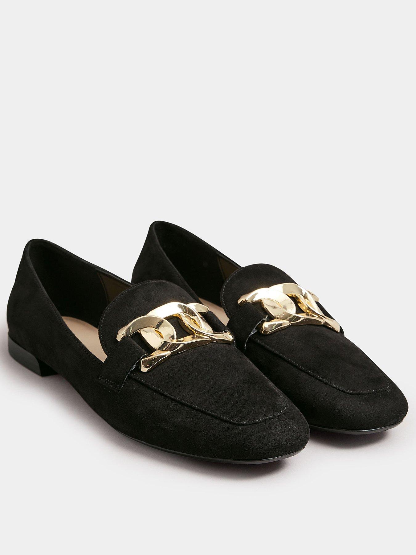 yours-extra-wide-fit-chain-detail-closed-back-loafer-blackfront