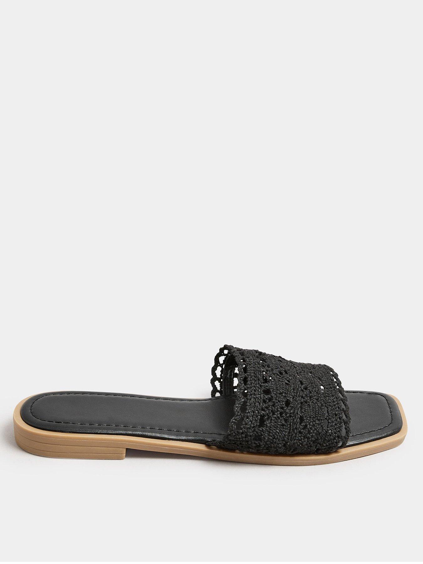 yours-extra-wide-fit-crochet-mule-black