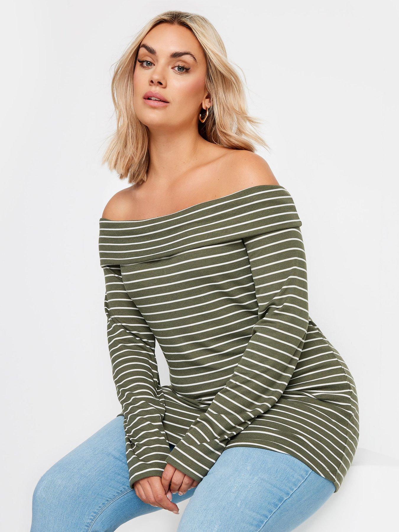 yours-striped-long-sleeve-top-green