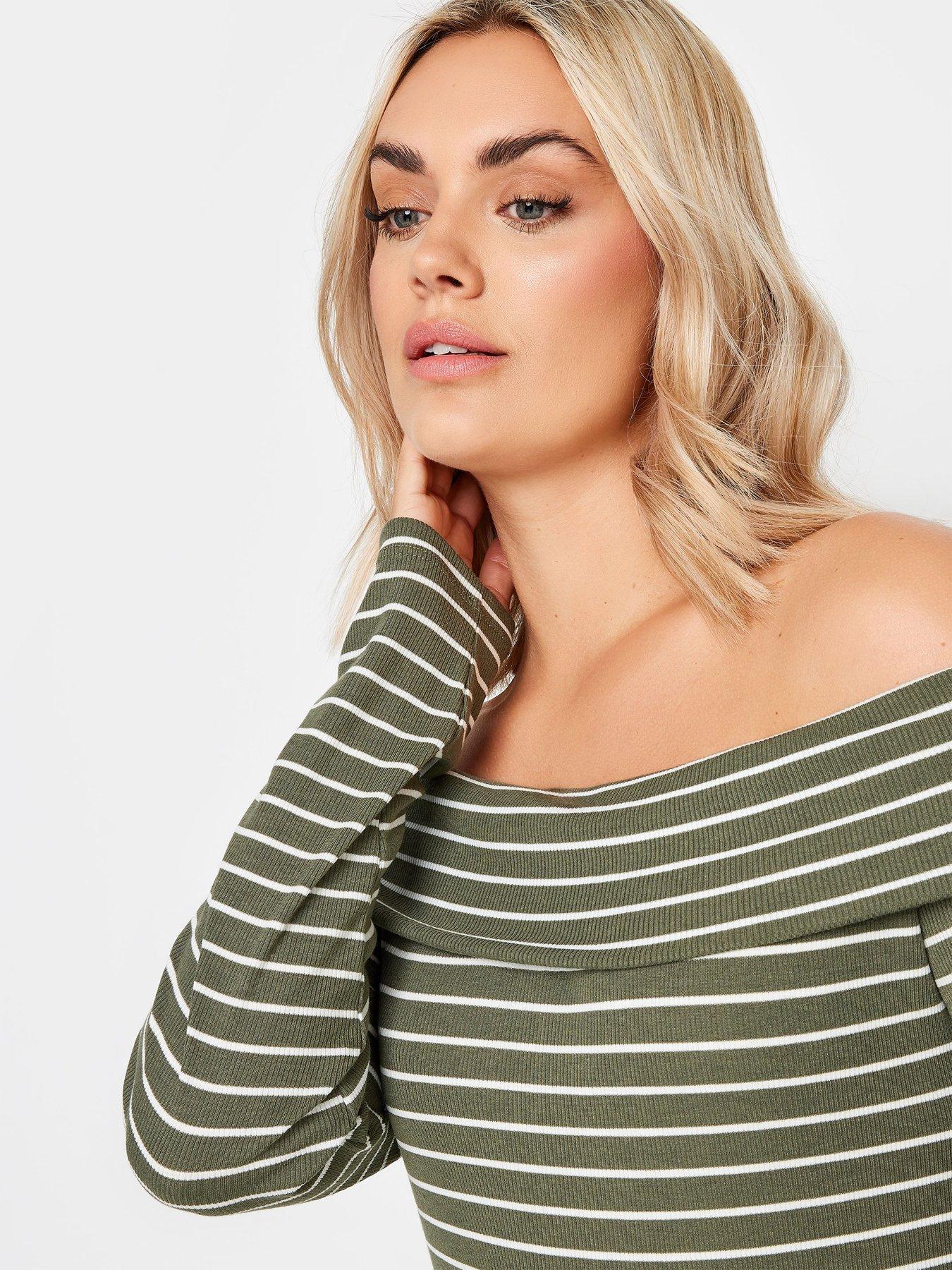 yours-green-striped-long-sleeve-topoutfit