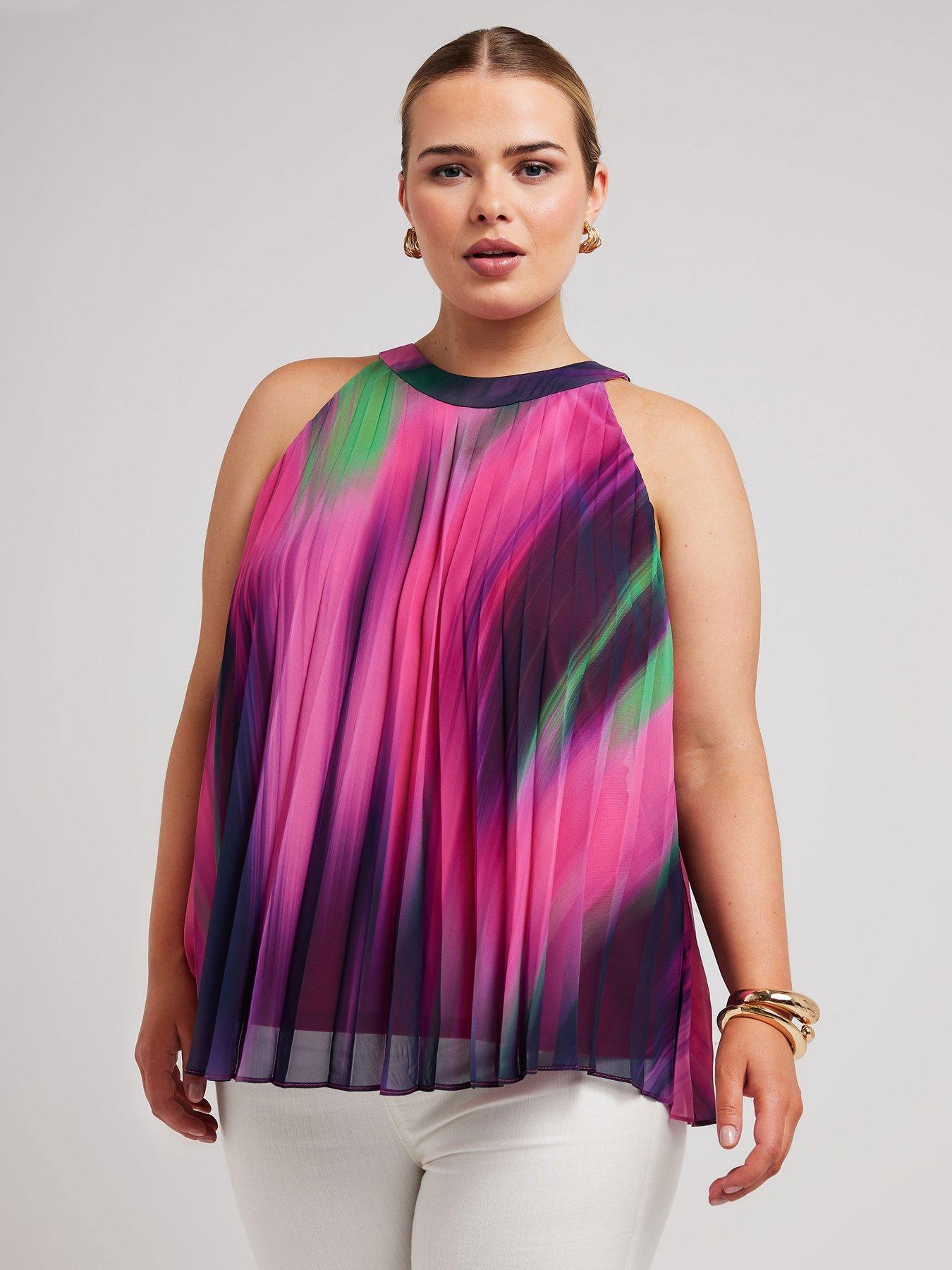 yours-abstract-pleated-top-pink