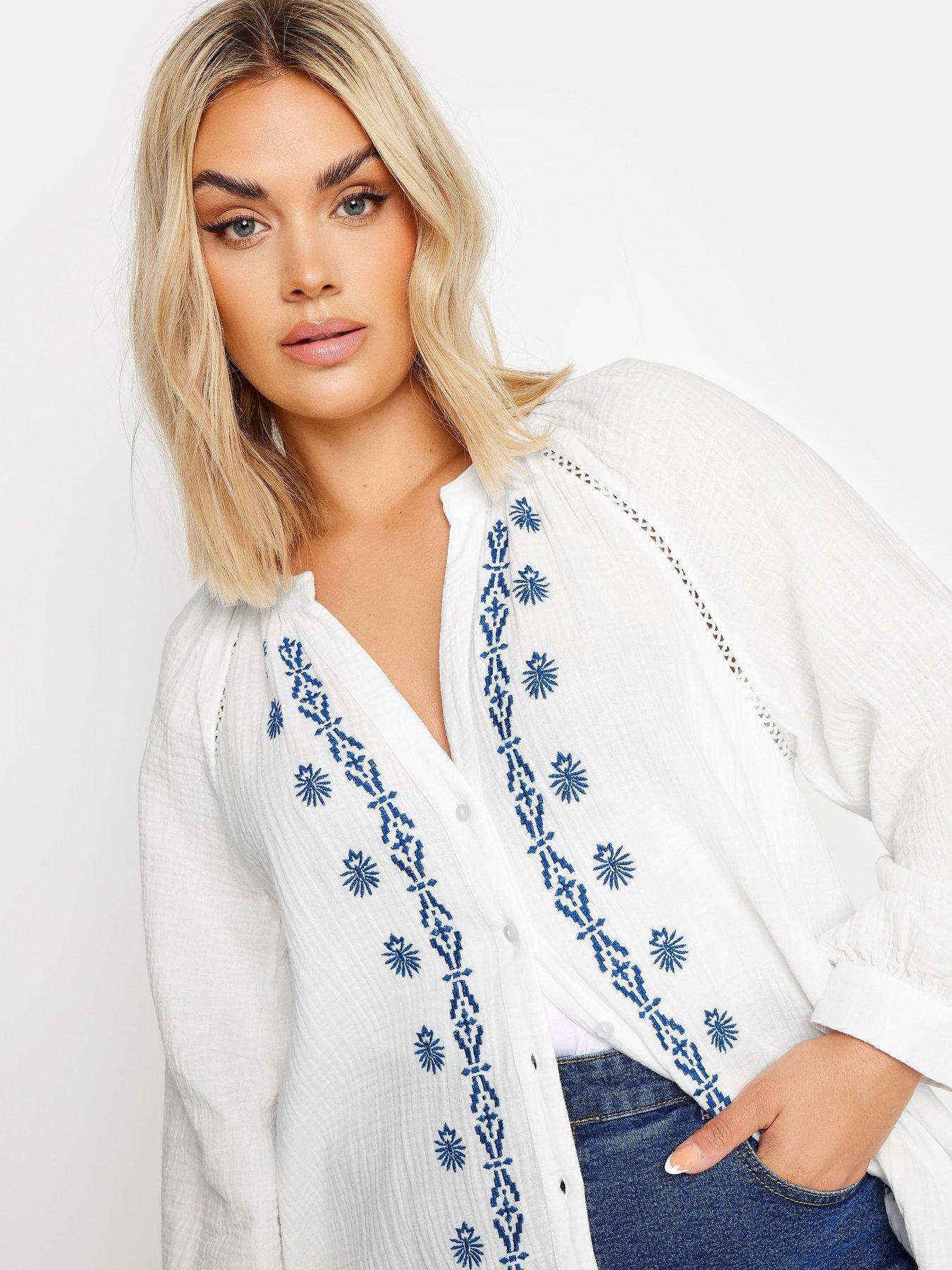 yours-embroidered-notch-neck-top-whiteoutfit