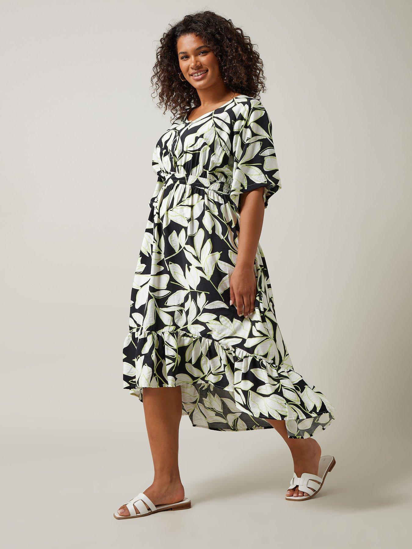 evans-hi-lo-colour-pop-floral-dress-black