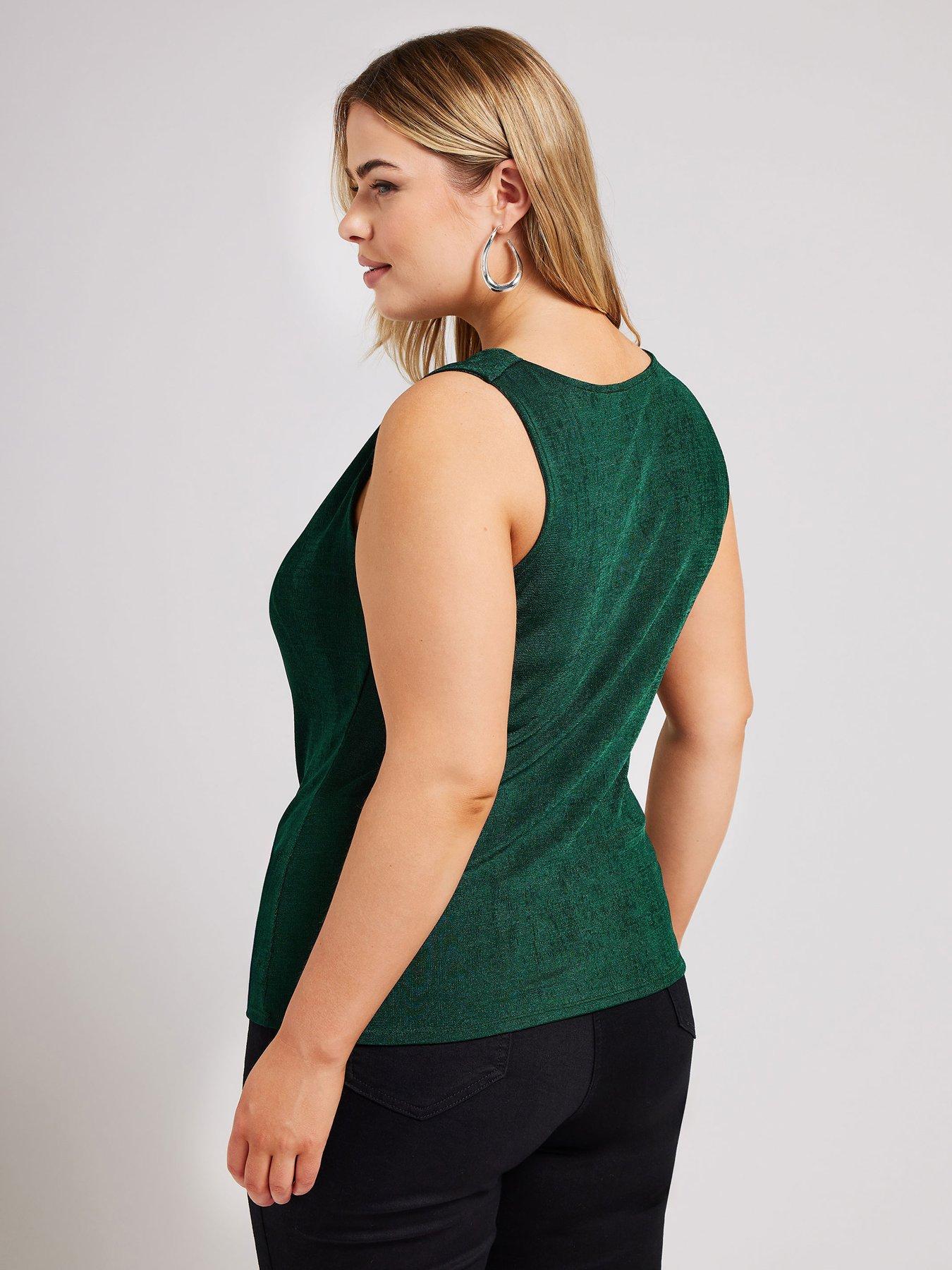 yours-cowl-neck-top-greenstillFront