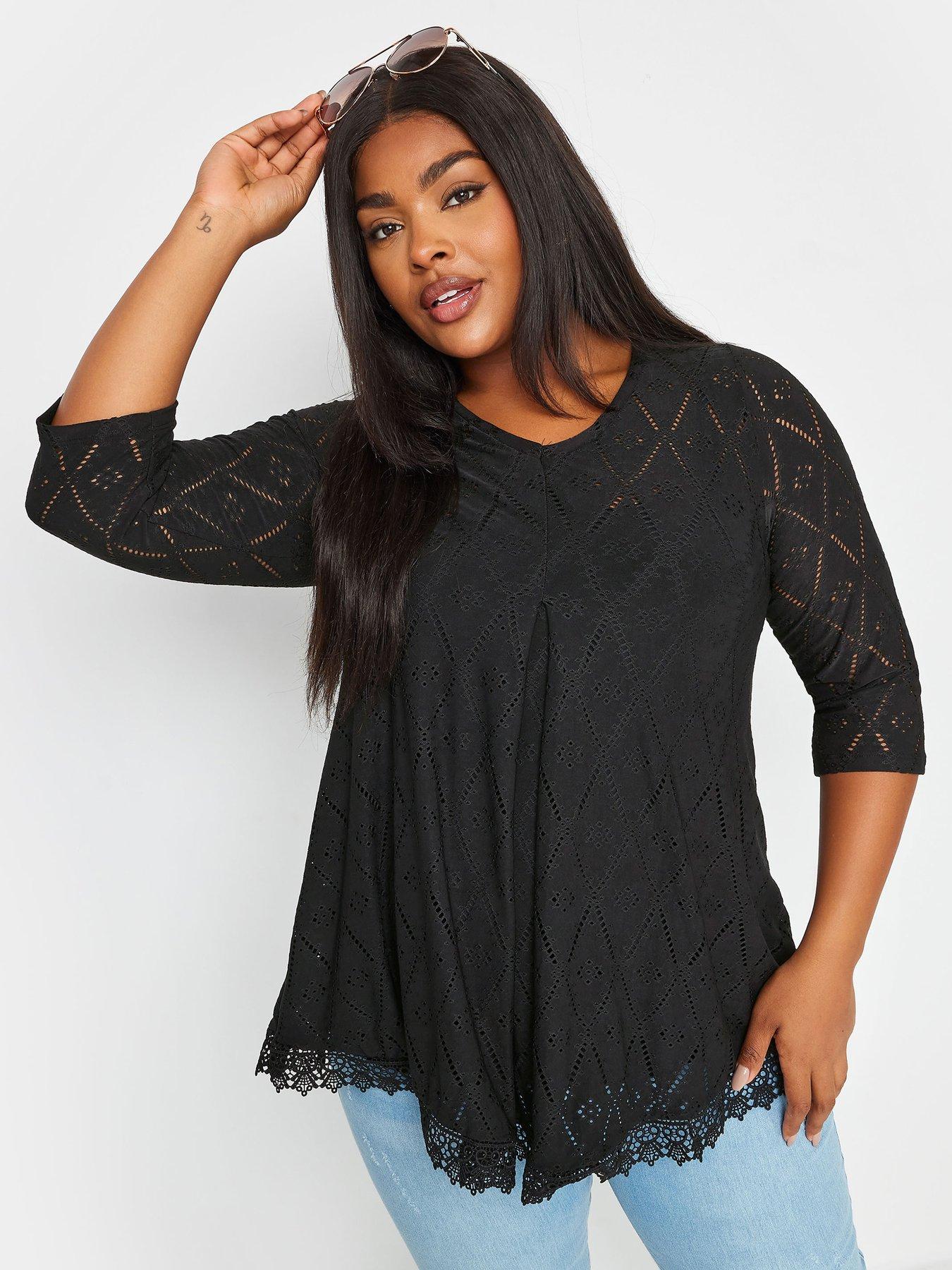 yours-broderie-pleat-front-top-black