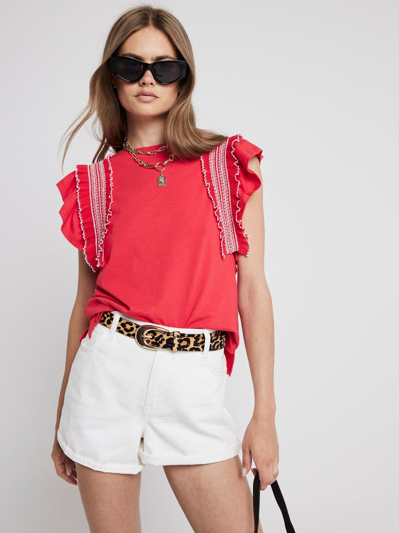 river-island-frill-detail-t-shirt-red