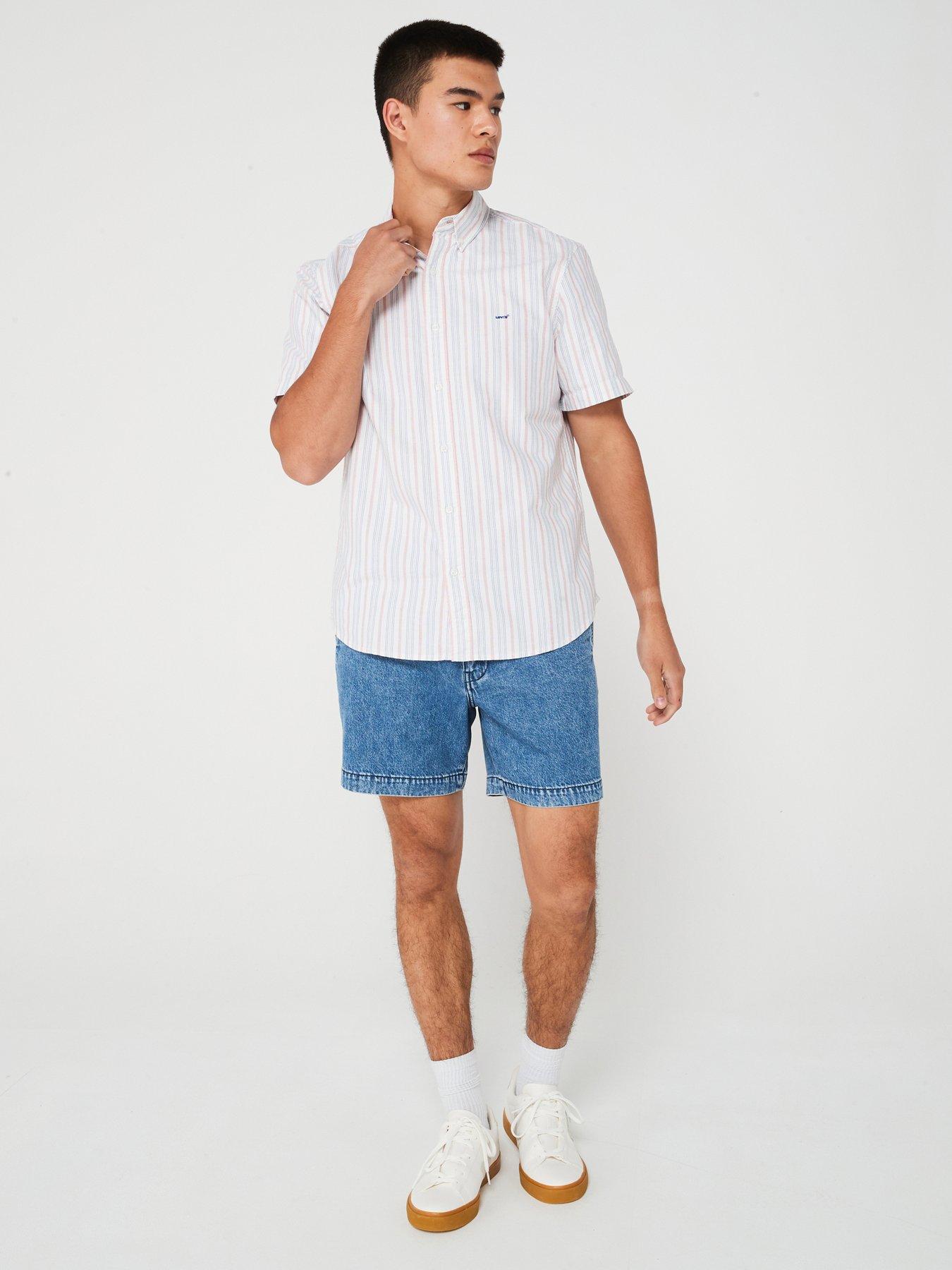 levis-short-sleeve-stripe-button-down-shirt-white