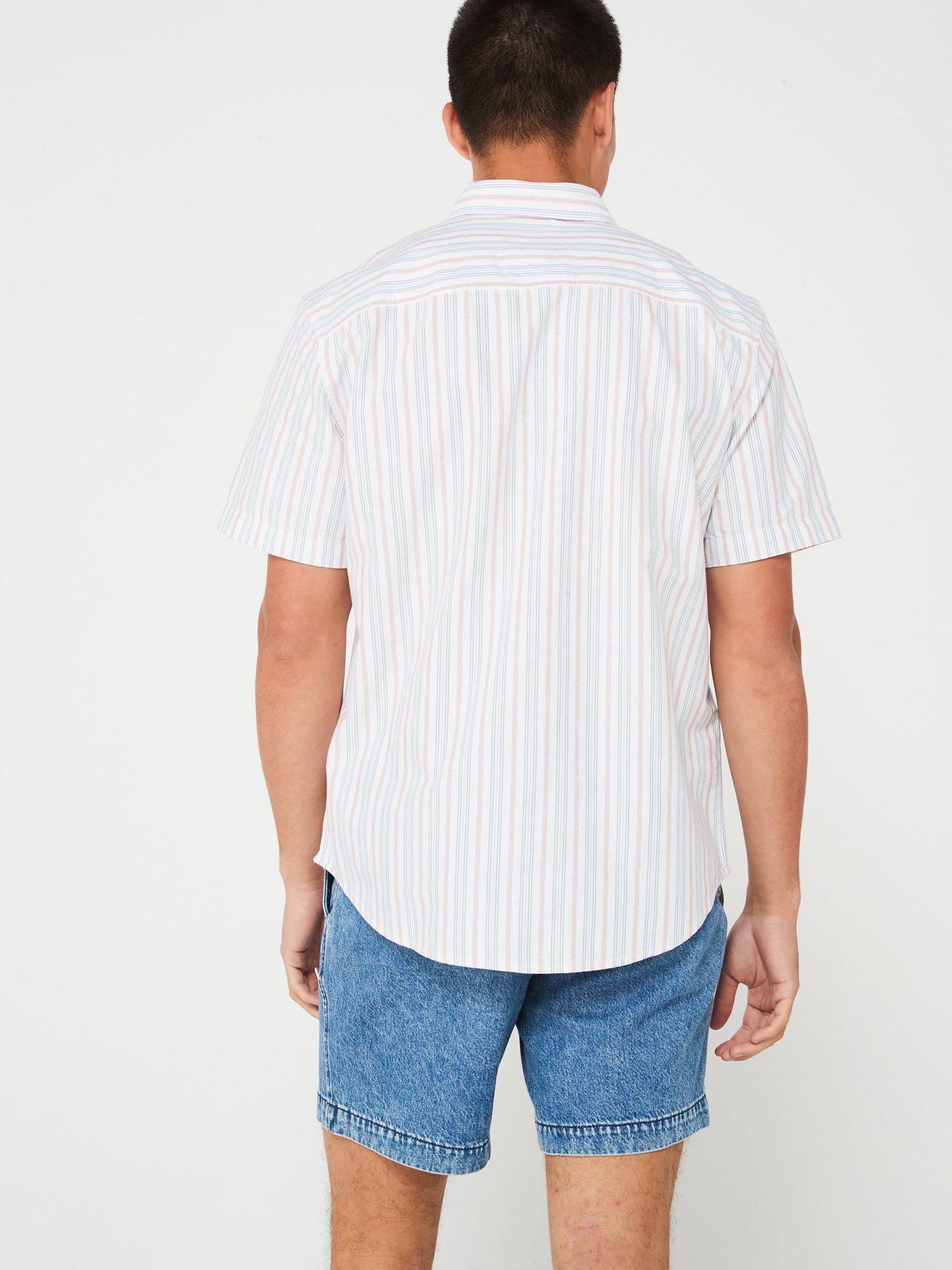 levis-short-sleeve-stripe-button-down-shirt-whitestillFront