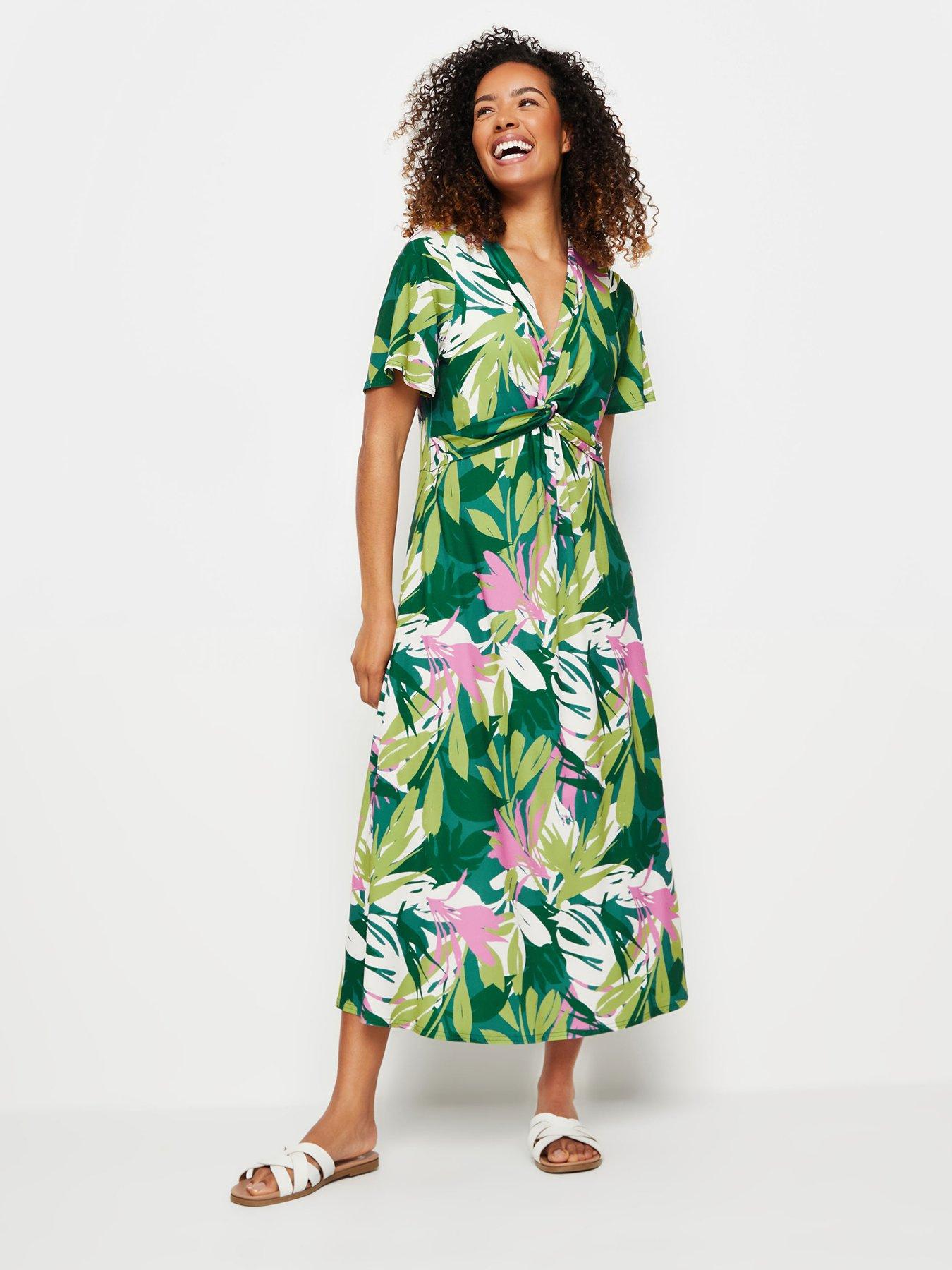 mco-tropical-print-jersey-twist-front-midi-dress-green