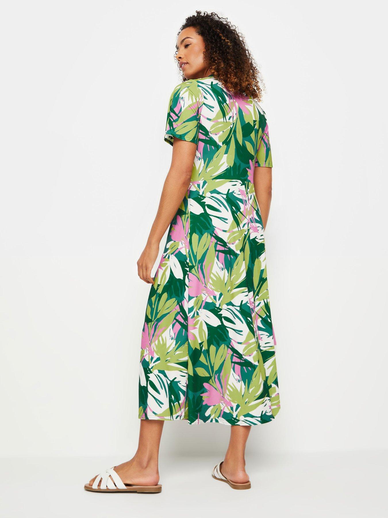 mco-tropical-print-jersey-twist-front-midi-dress-greenstillFront