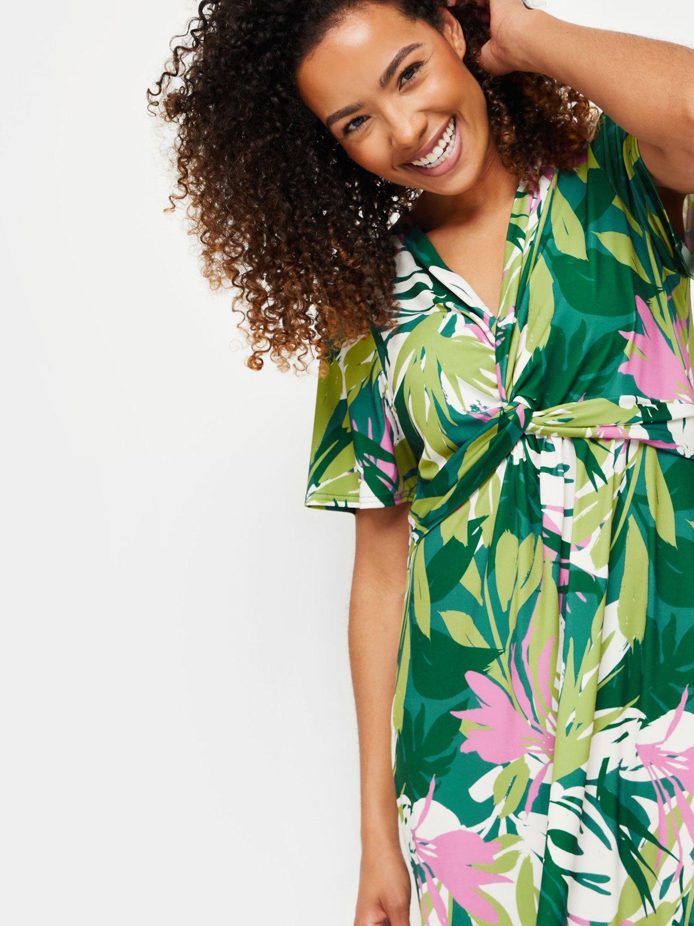 mco-tropical-print-jersey-twist-front-midi-dress-greenoutfit