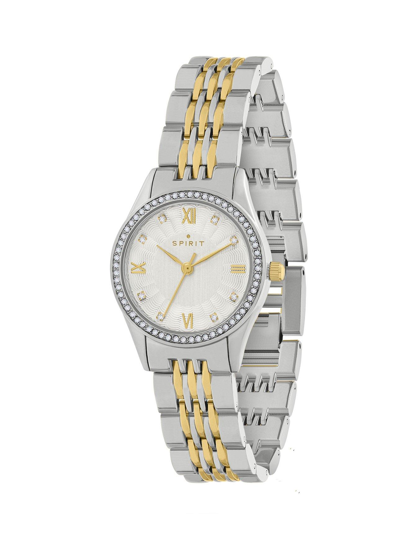 spirit-spirit-ladies-polished-pale-gold-amp-silver-stone-bezel-bracelet-watchstillFront