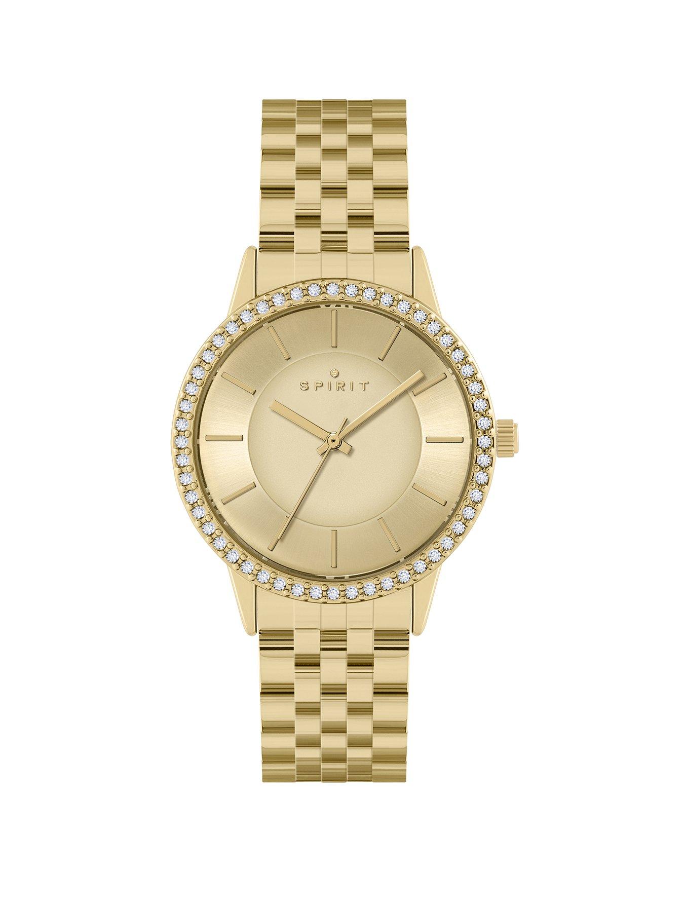 spirit-spirit-ladies-polished-pale-gold-stone-set-bezel-bracelet-watch