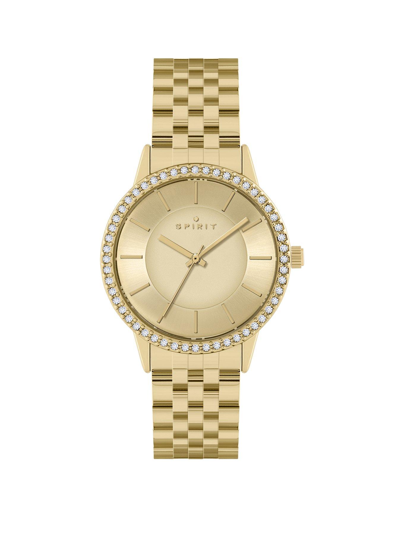 Image 1 of 5 of Spirit Spirit Ladies Polished Pale Gold Stone Set Bezel Bracelet Watch