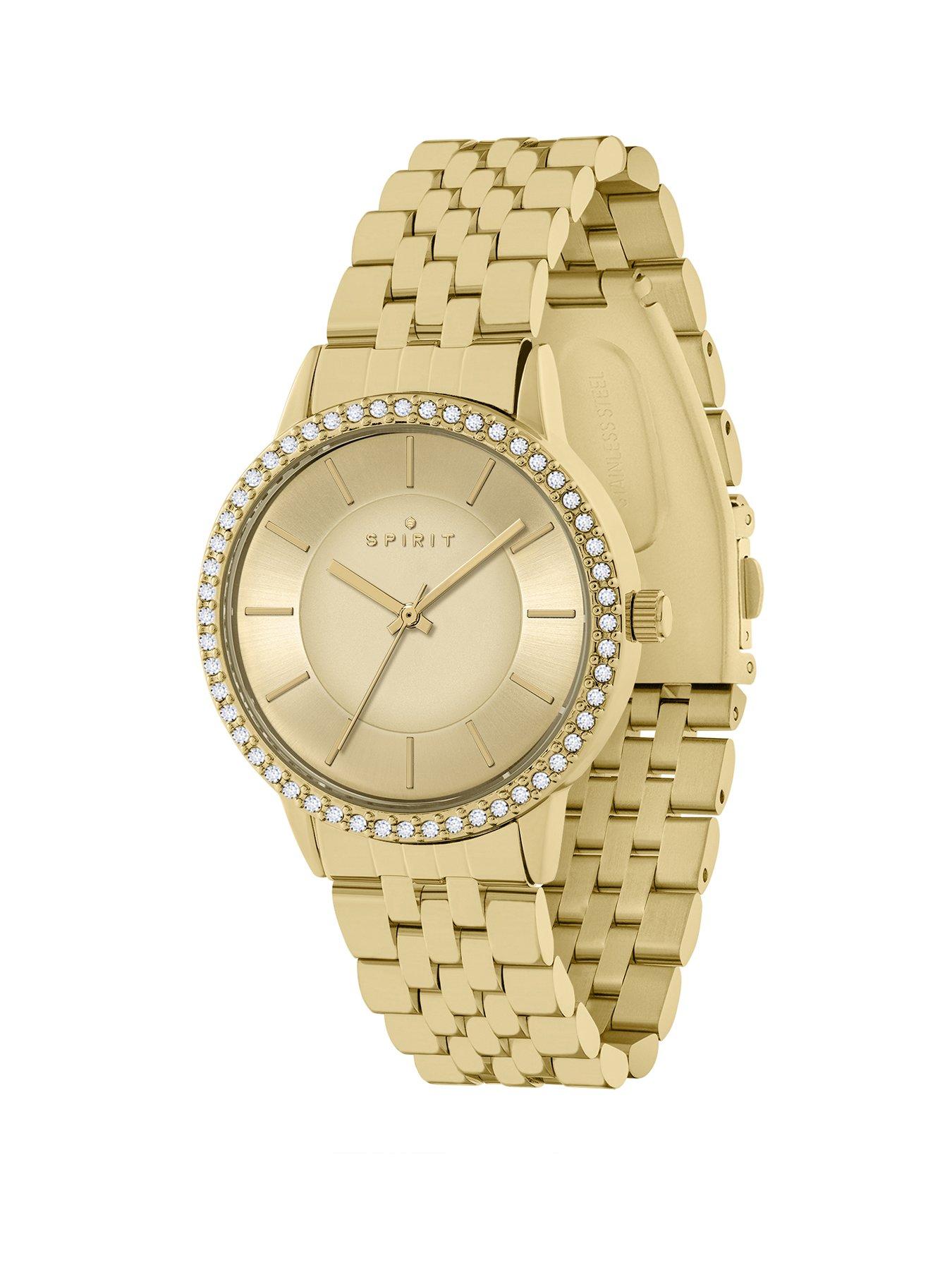 spirit-spirit-ladies-polished-pale-gold-stone-set-bezel-bracelet-watchstillFront