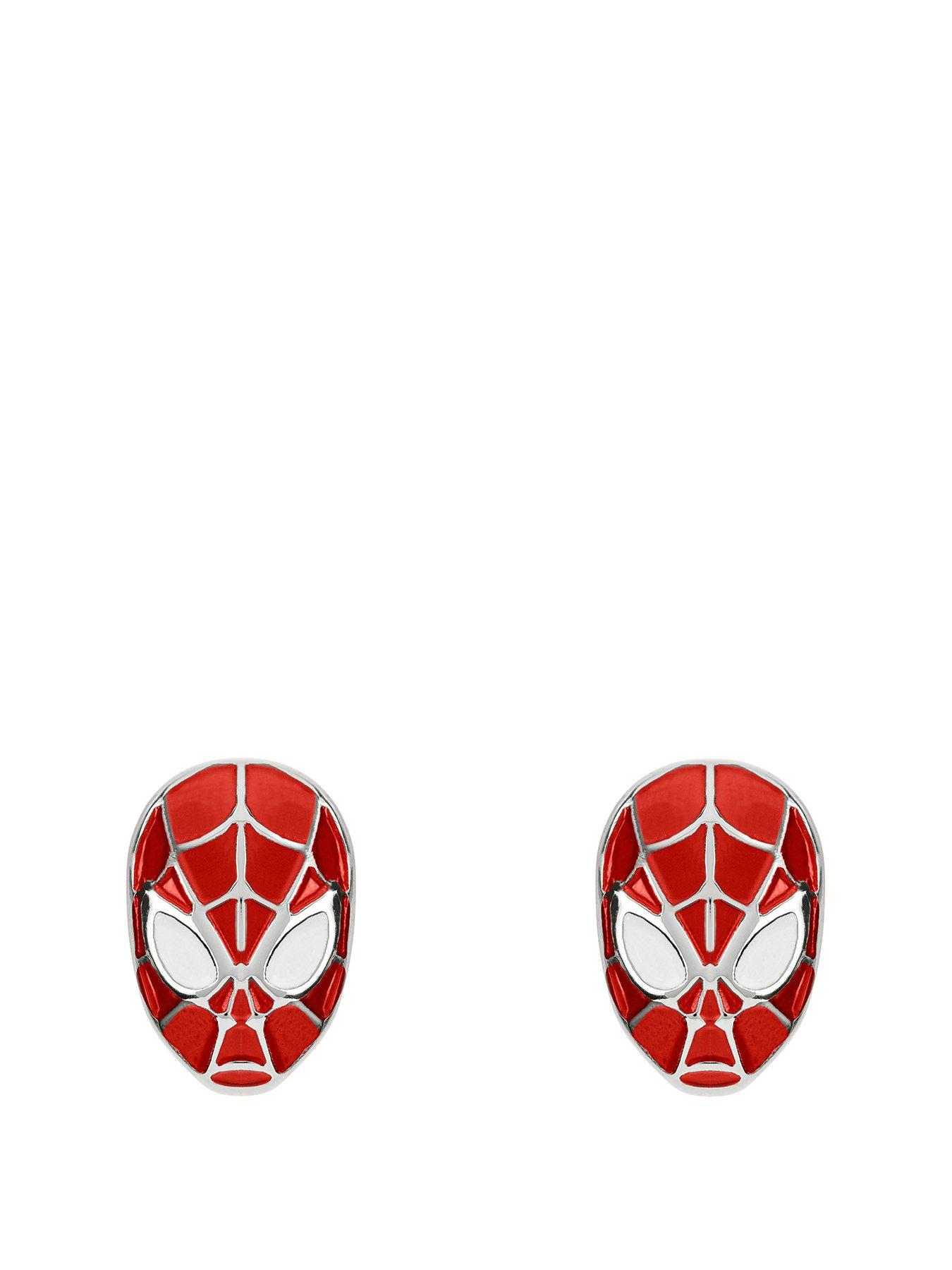 disney-disney-marvel-stainless-steel-silver-white-amp-red-spiderman-earrings