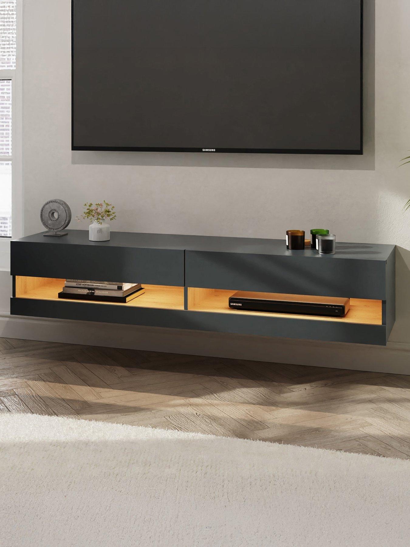 undefined Leon 150 cm Wall Mounted TV Unit with LED Lights - fits up to 65 inch TV - Anthracite